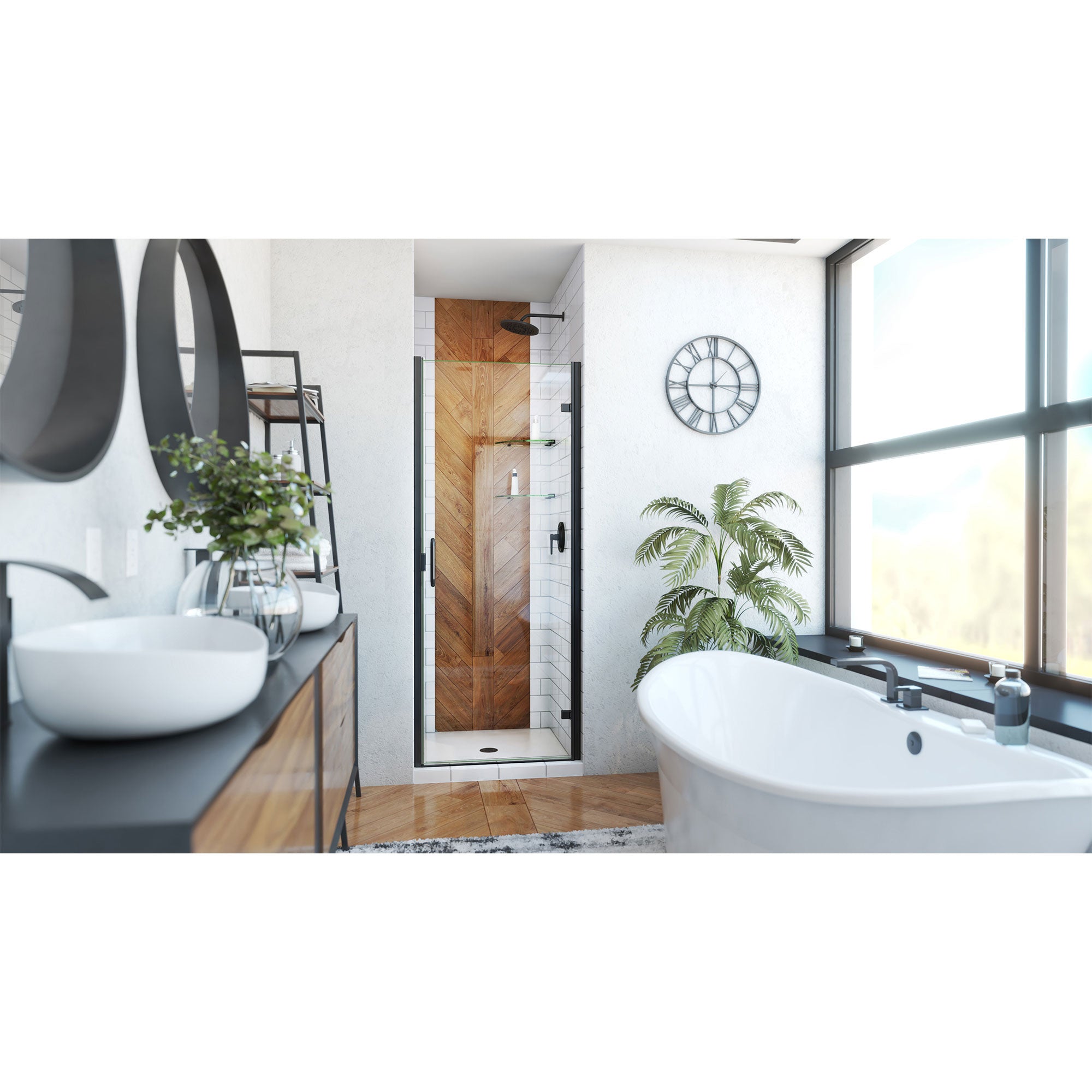 DreamLine Alliance Swing 30 - 31 inch W x 72 5/8 inch H Semi-Frameless Swing Shower Door