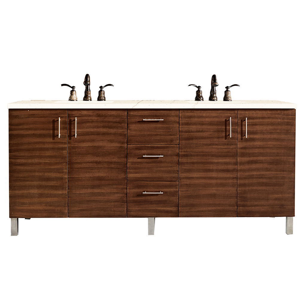 James Martin Metropolitan 72" Double Vanity in American Walnut with 3cm Countertop