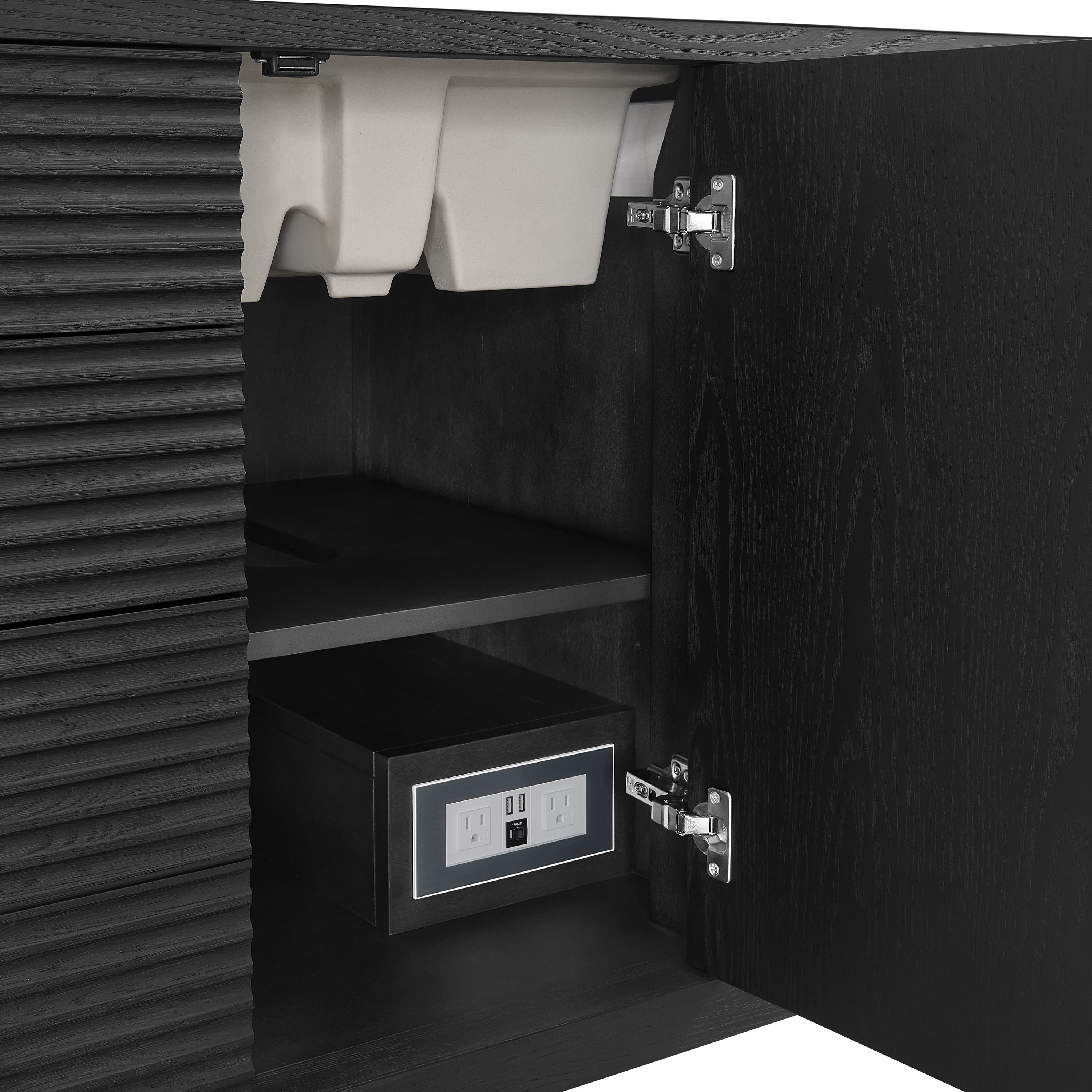 James Martin Myrrin 48" Single Vanity in Carbon Oak with 3cm Countertop and FreePower Wireless Charger