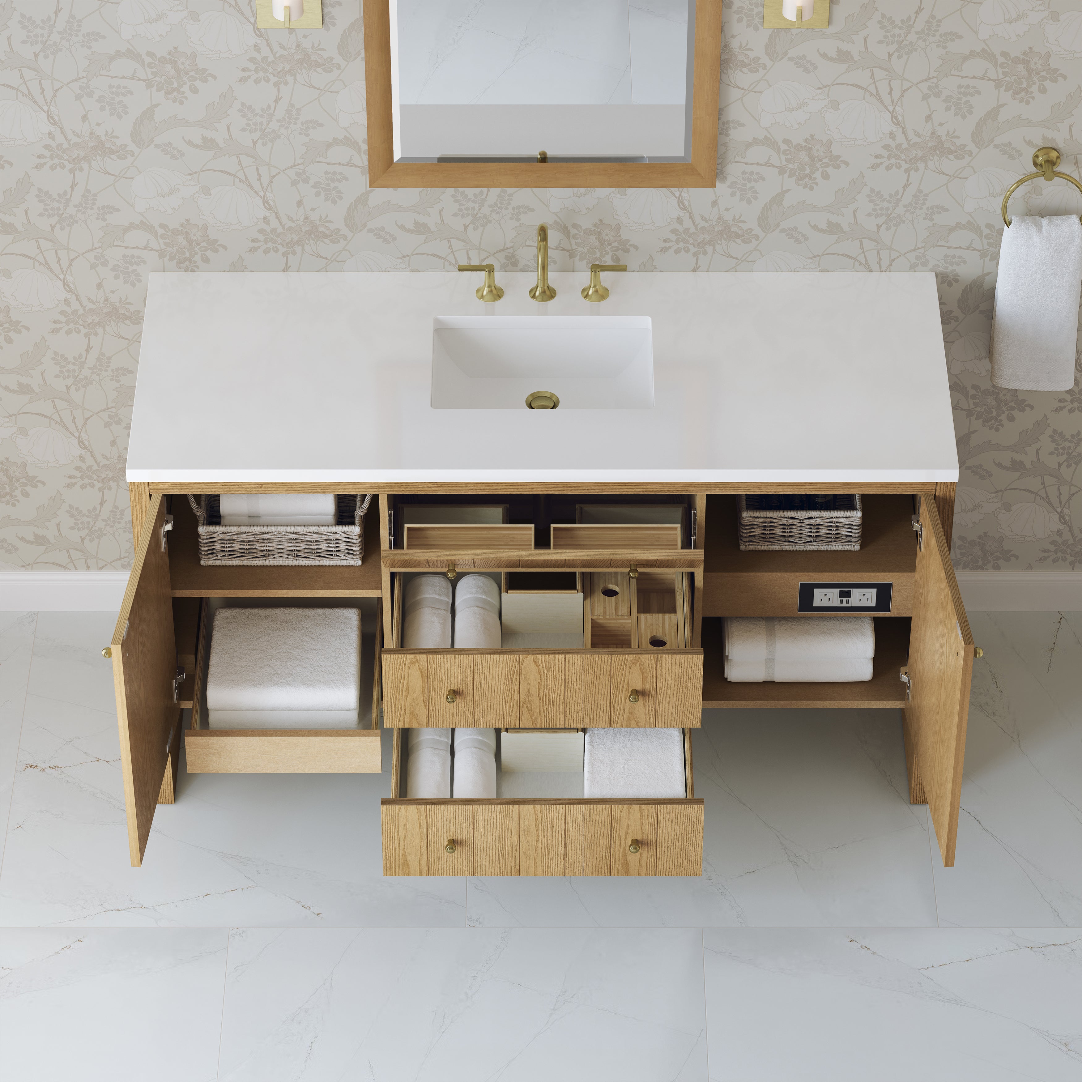 James Martin Hudson 60" Single Vanity in Light Natural Oak with 3cm Countertop