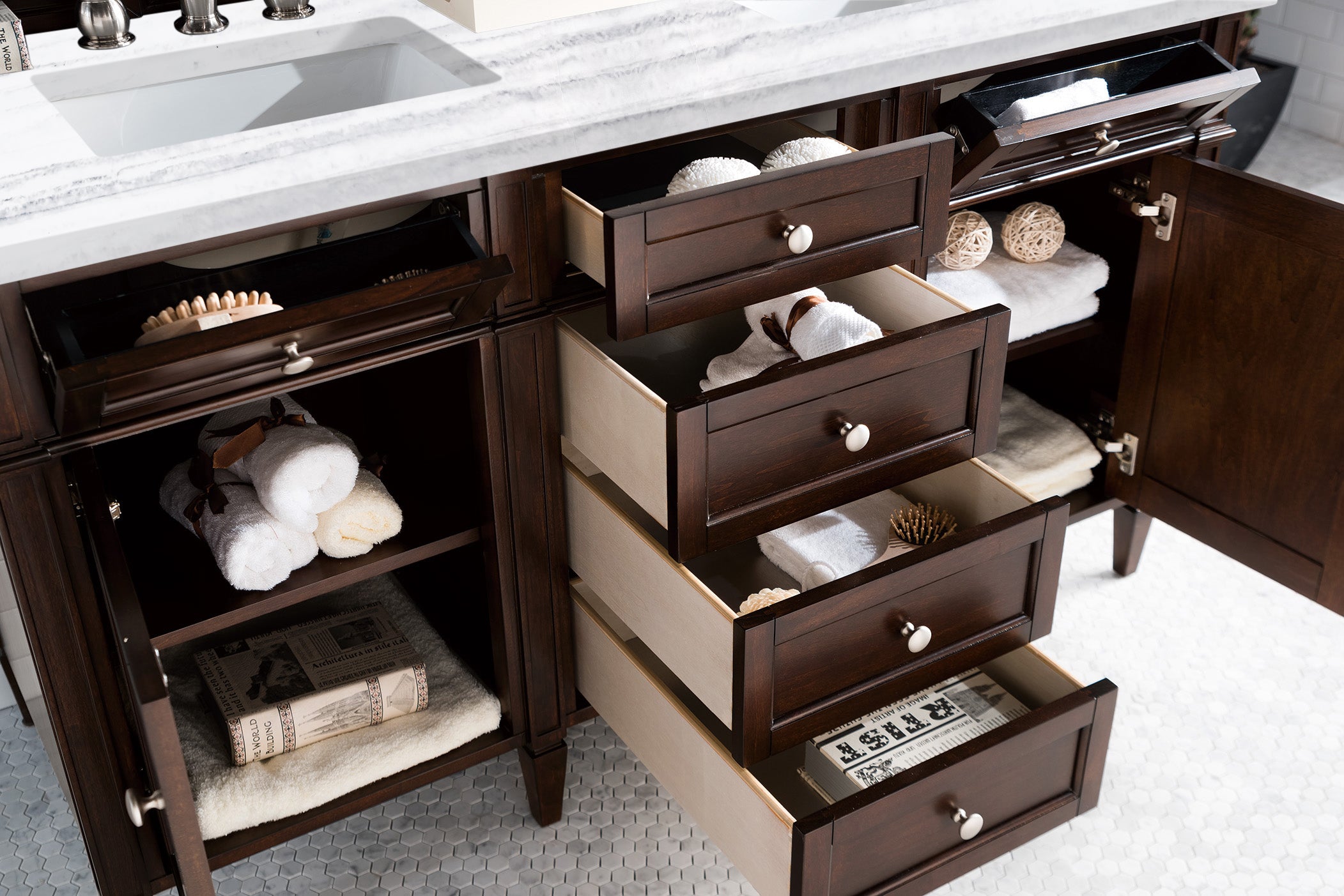 James Martin Brittany 60" Double Vanity in Burnished Mahogany with 3cm Countertop