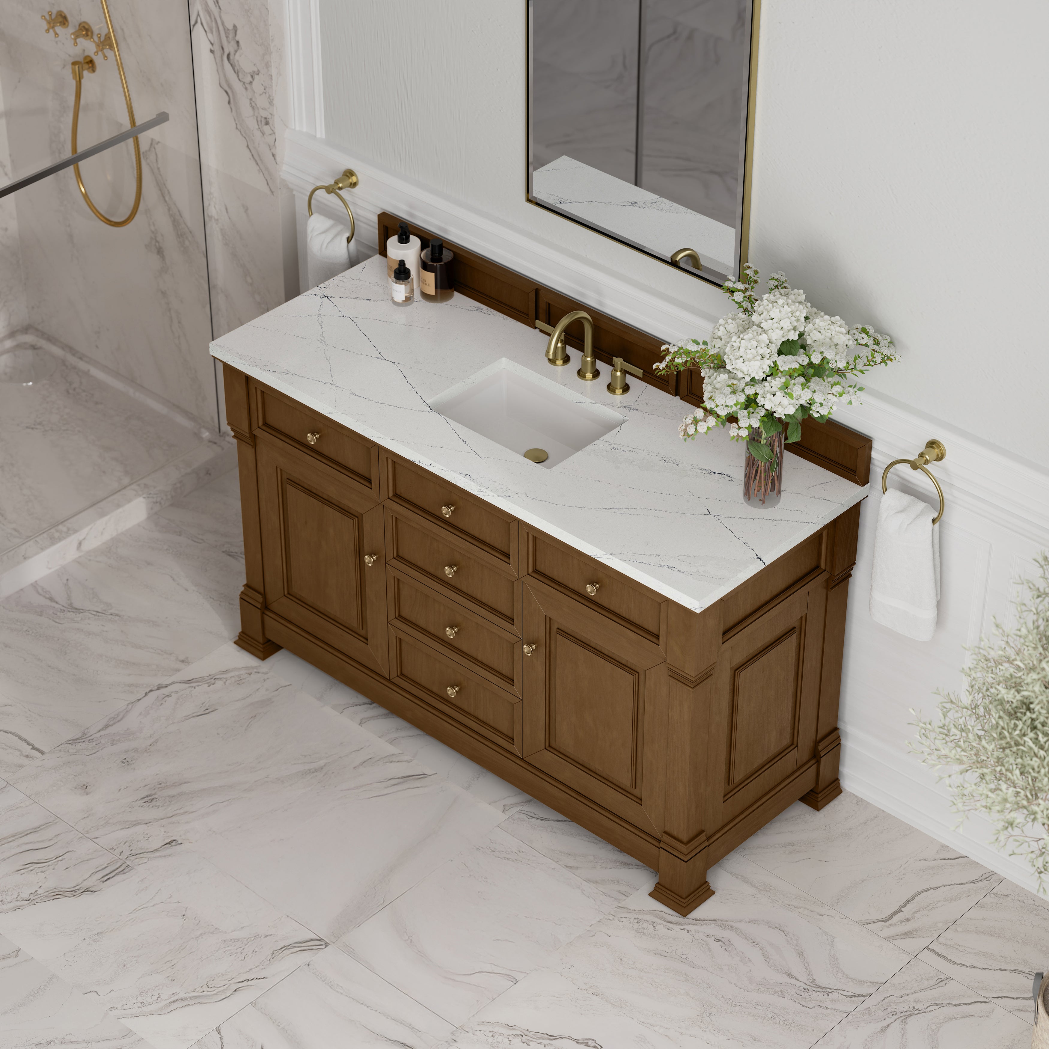 James Martin Brookfield 60" Single Vanity in Honey Oak with 3cm Countertop
