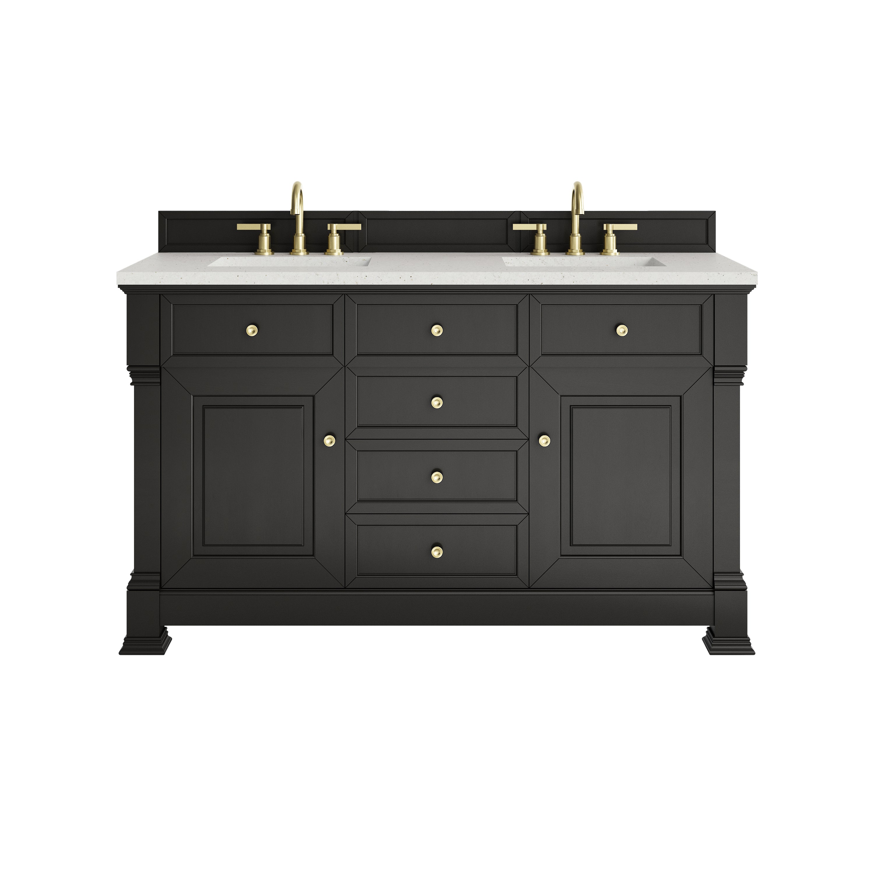 James Martin Brookfield 60" Double Vanity in Black Onyx with 3cm Countertop