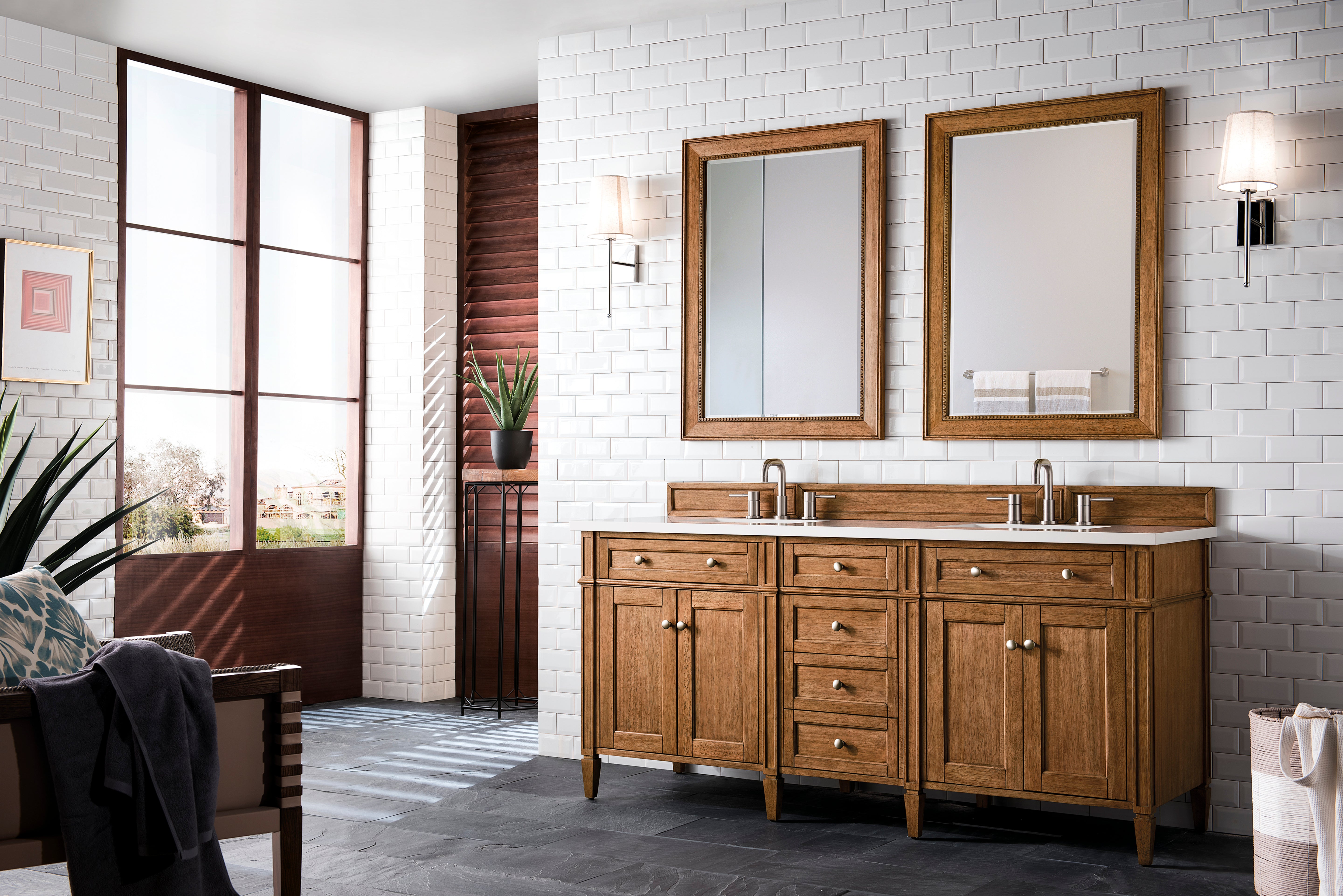 James Martin Brittany 72" Double Vanity in Saddle Brown with 3cm Countertop
