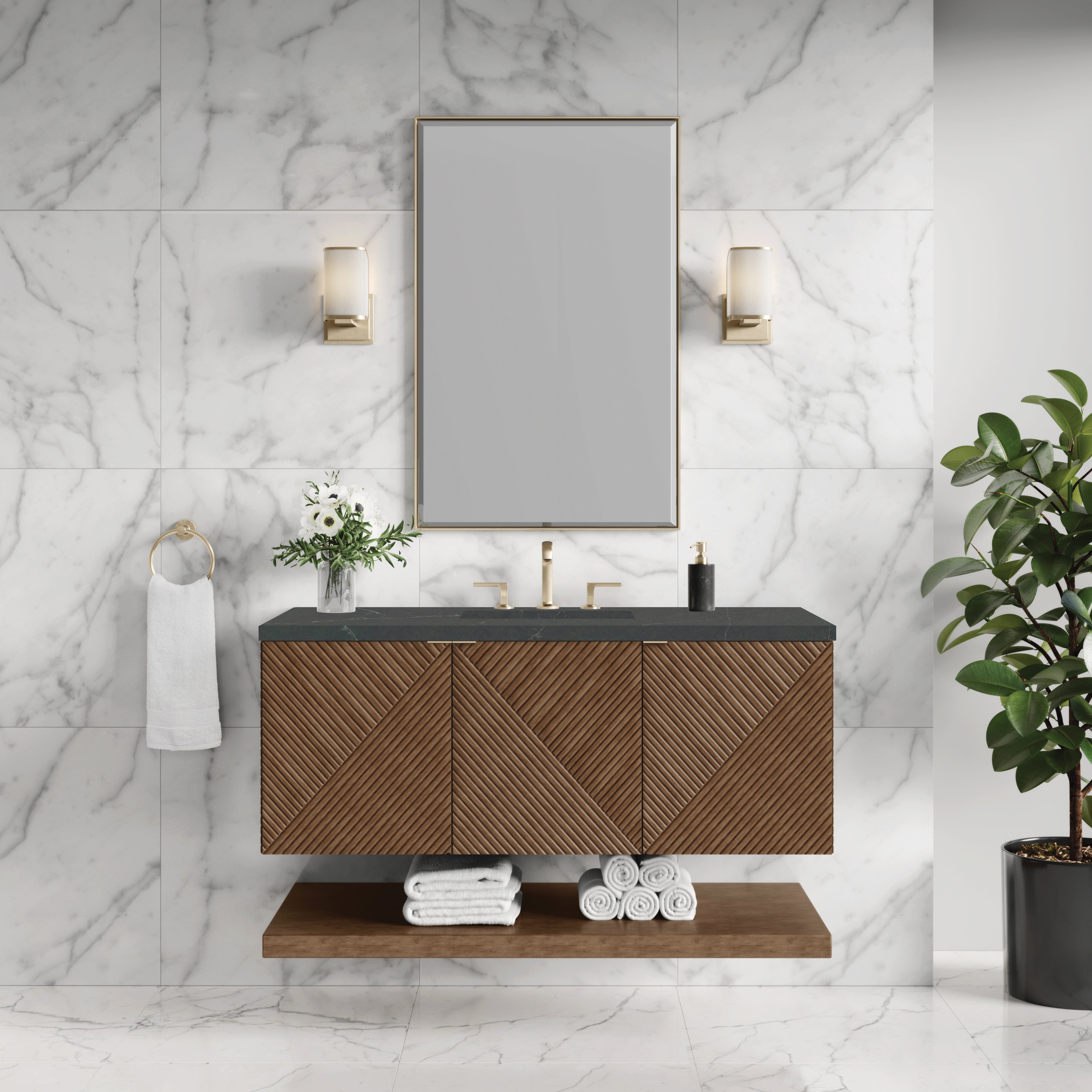 James Martin Marcello 48" Single Vanity in Chestnut with 3cm Countertop