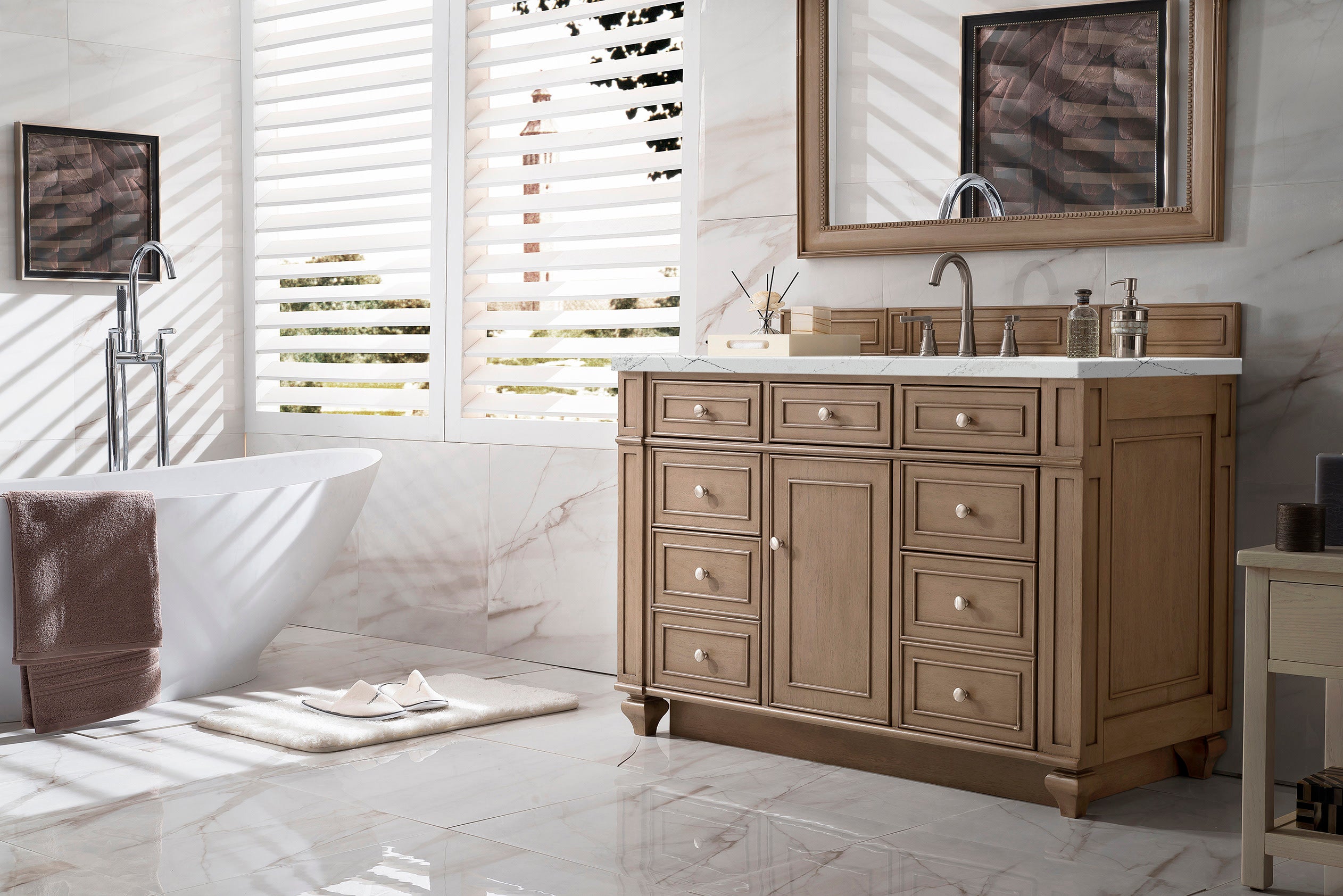 James Martin Bristol 48" Single Vanity in Whitewashed Walnut with 3cm Countertop