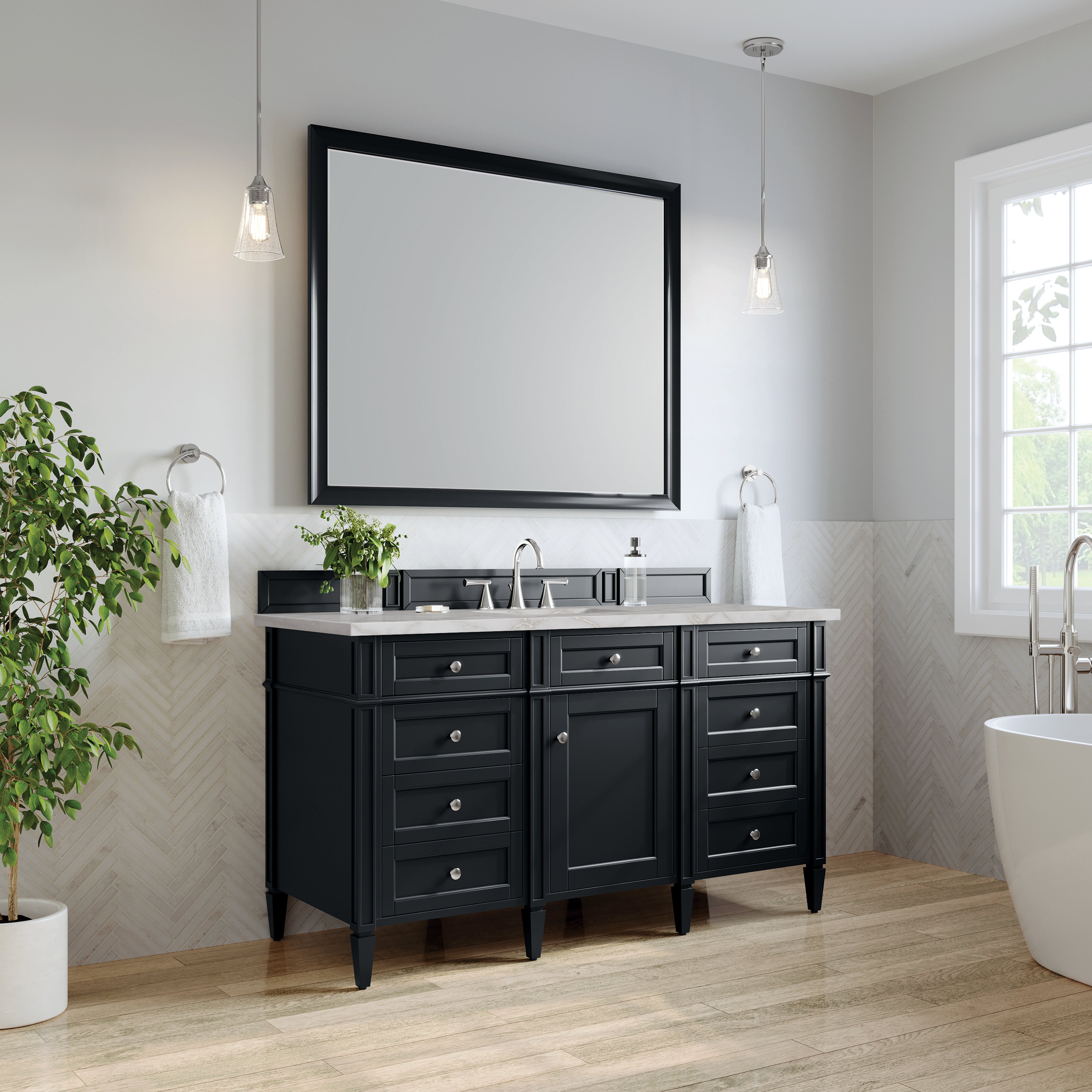 James Martin Brittany 60" Single Vanity in Black Onyx with 3cm Countertop