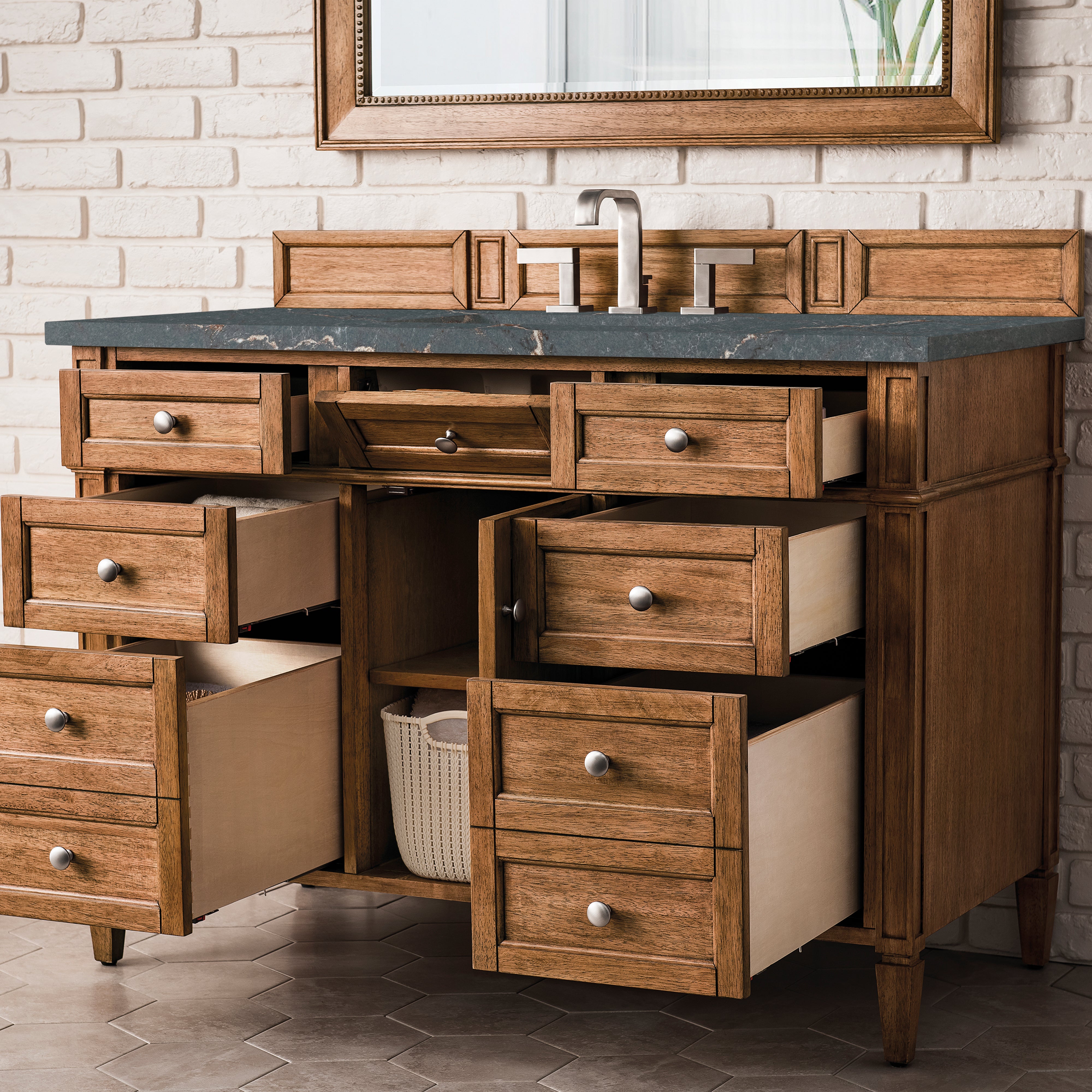 James Martin Brittany 48" Single Vanity in Saddle Brown with with 3cm Countertop