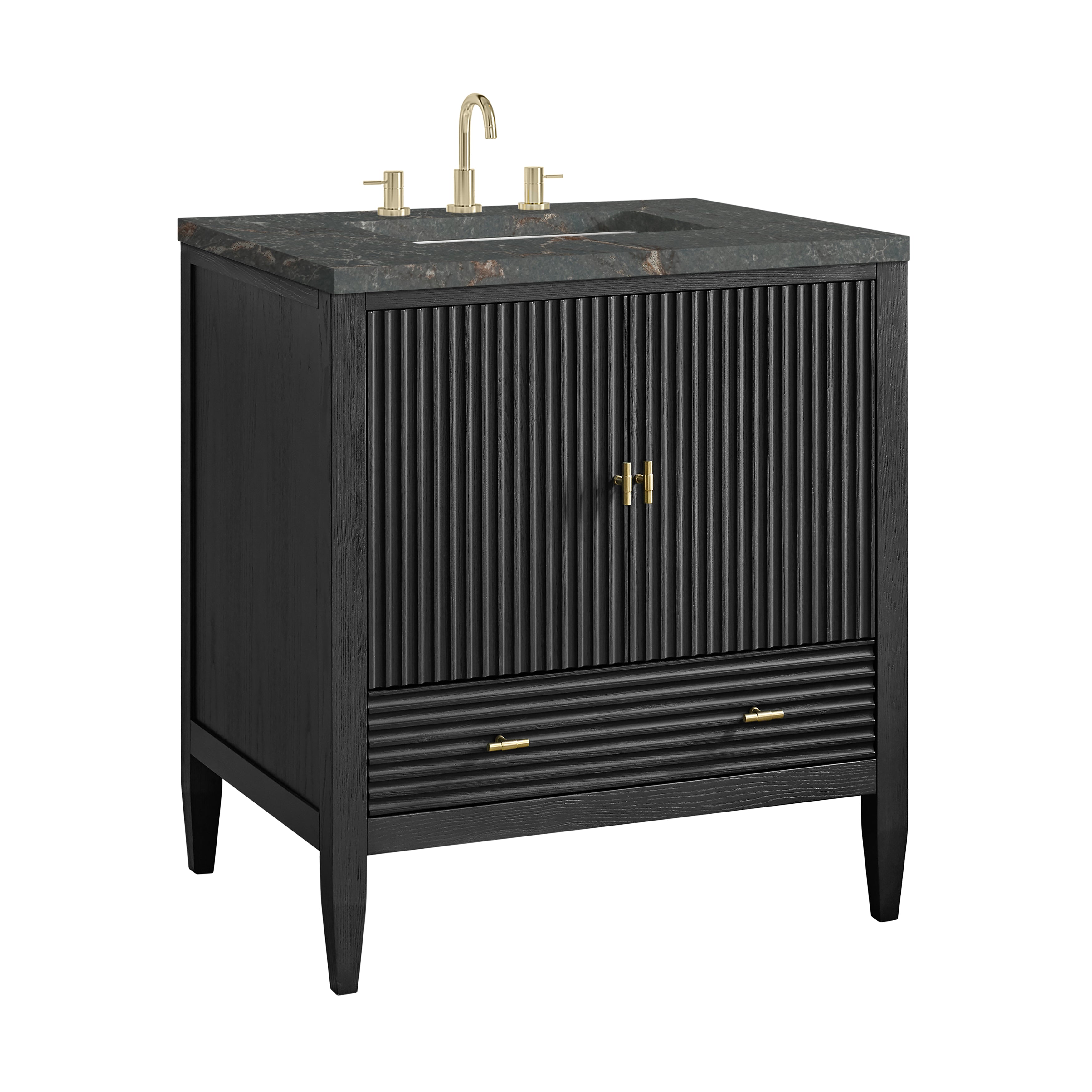 James Martin Myrrin 30" Single Vanity in Carbon Oak with 3cm Countertop