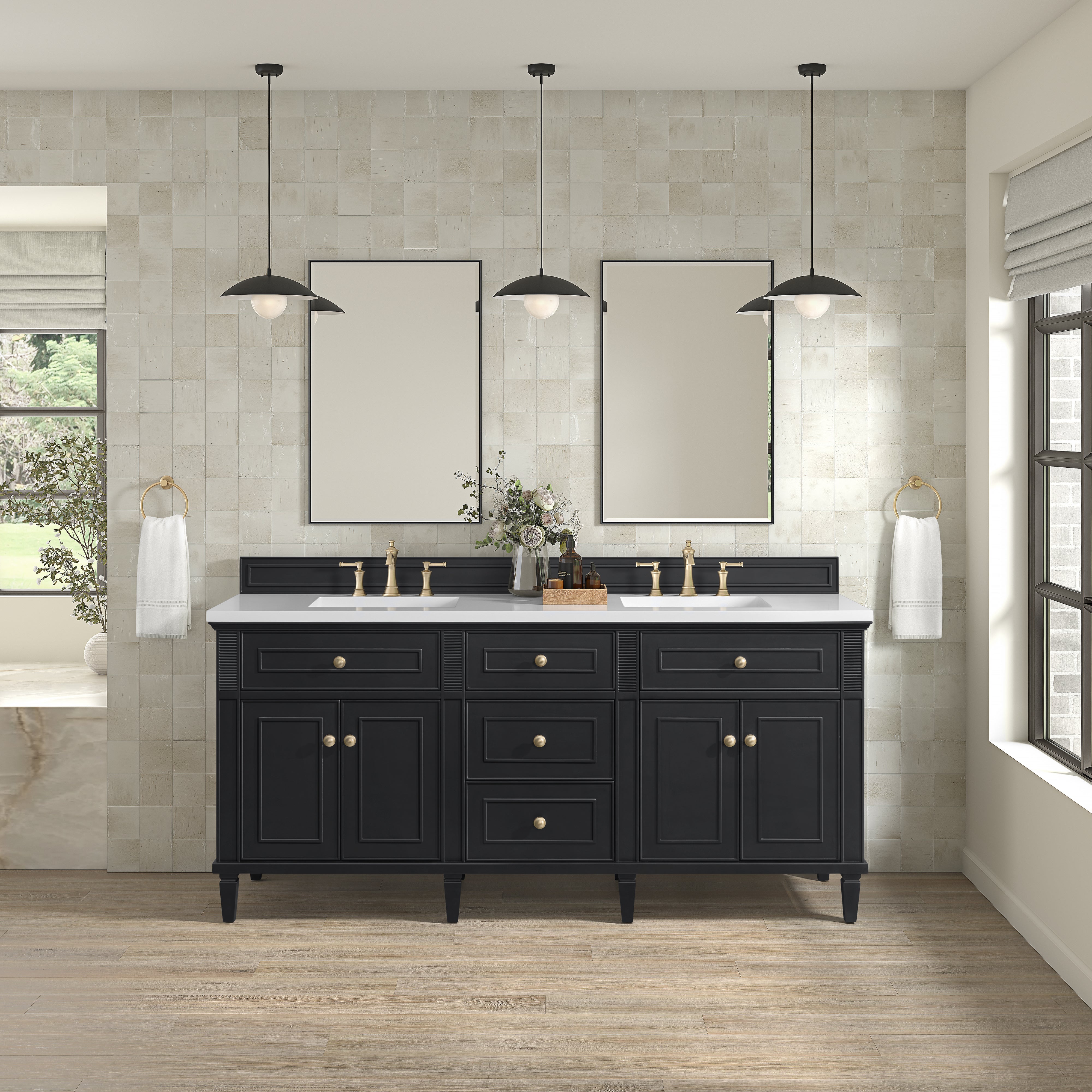 James Martin Lorelai 72" Double Vanity in Black Onyx with 3cm Countertop