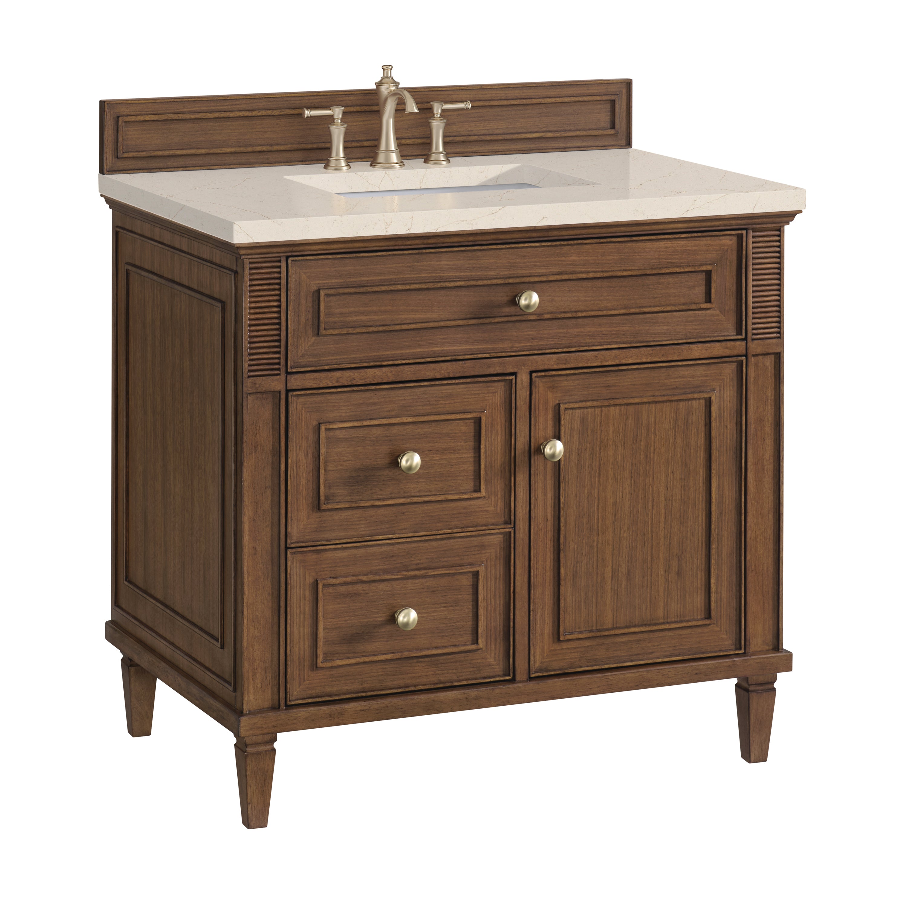 James Martin Lorelai 36" Single Vanity in Mid-Century Walnut with 3cm Countertop