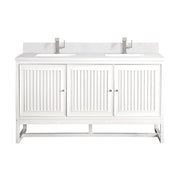 James Martin Athens 60" Double Vanity in Glossy White with 3cm Countertop