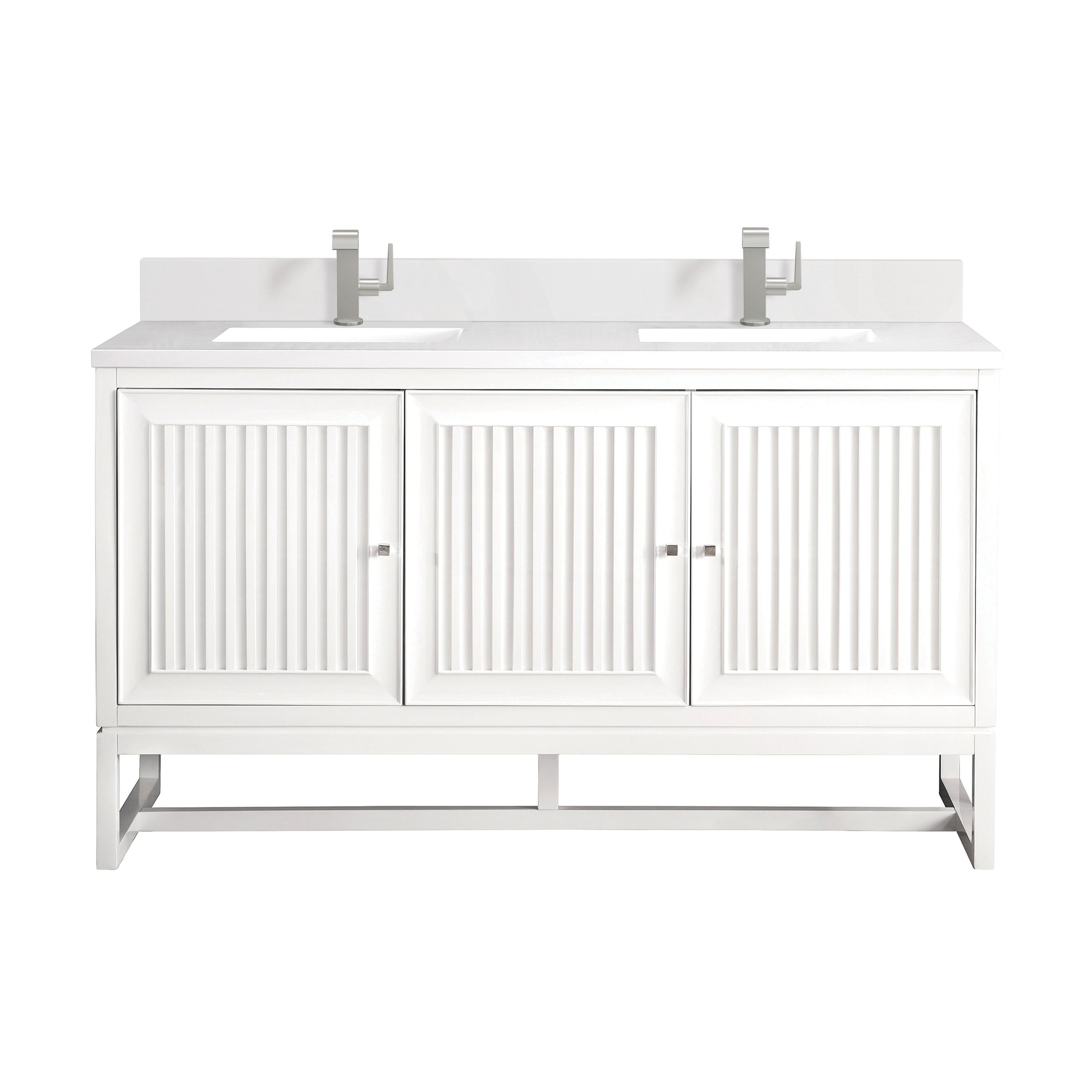 James Martin Athens 60" Double Vanity in Glossy White with 3cm Countertop