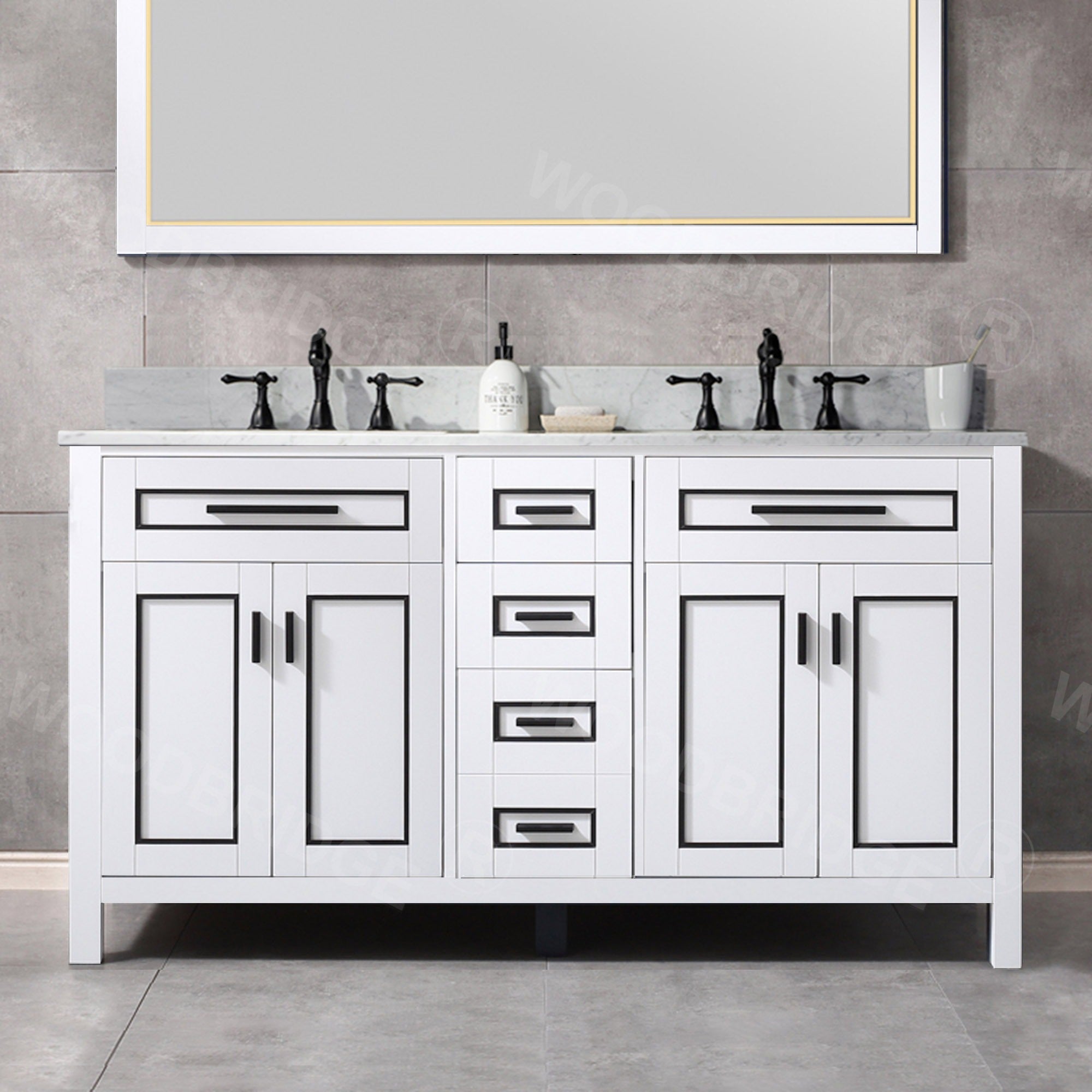 WOODBRIDGE Milan 61" Floor Mounted Single Basin Vanity Set with Solid Wood Cabinet