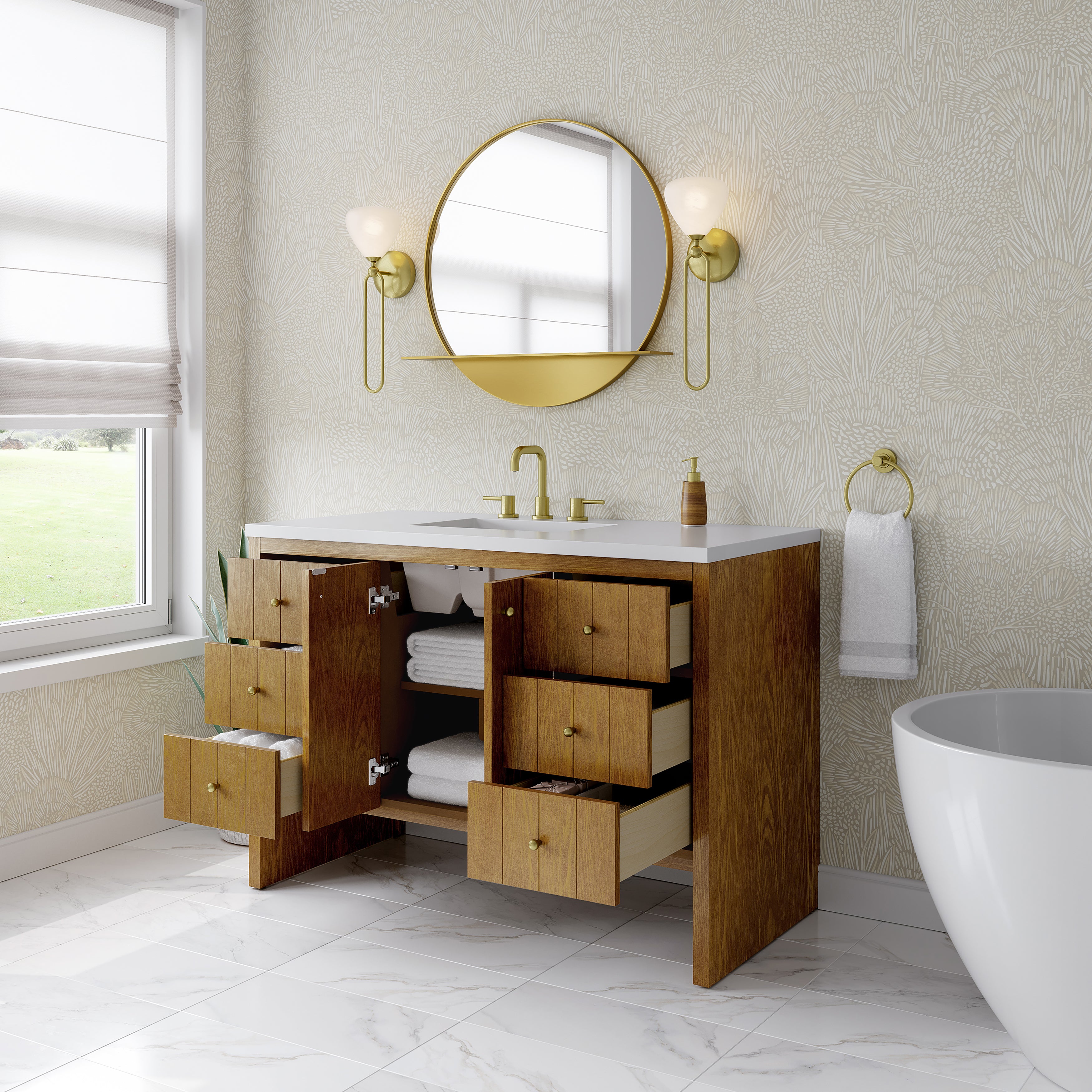 James Martin Hudson 48" Single Vanity in Honey Oak with 3cm Countertop