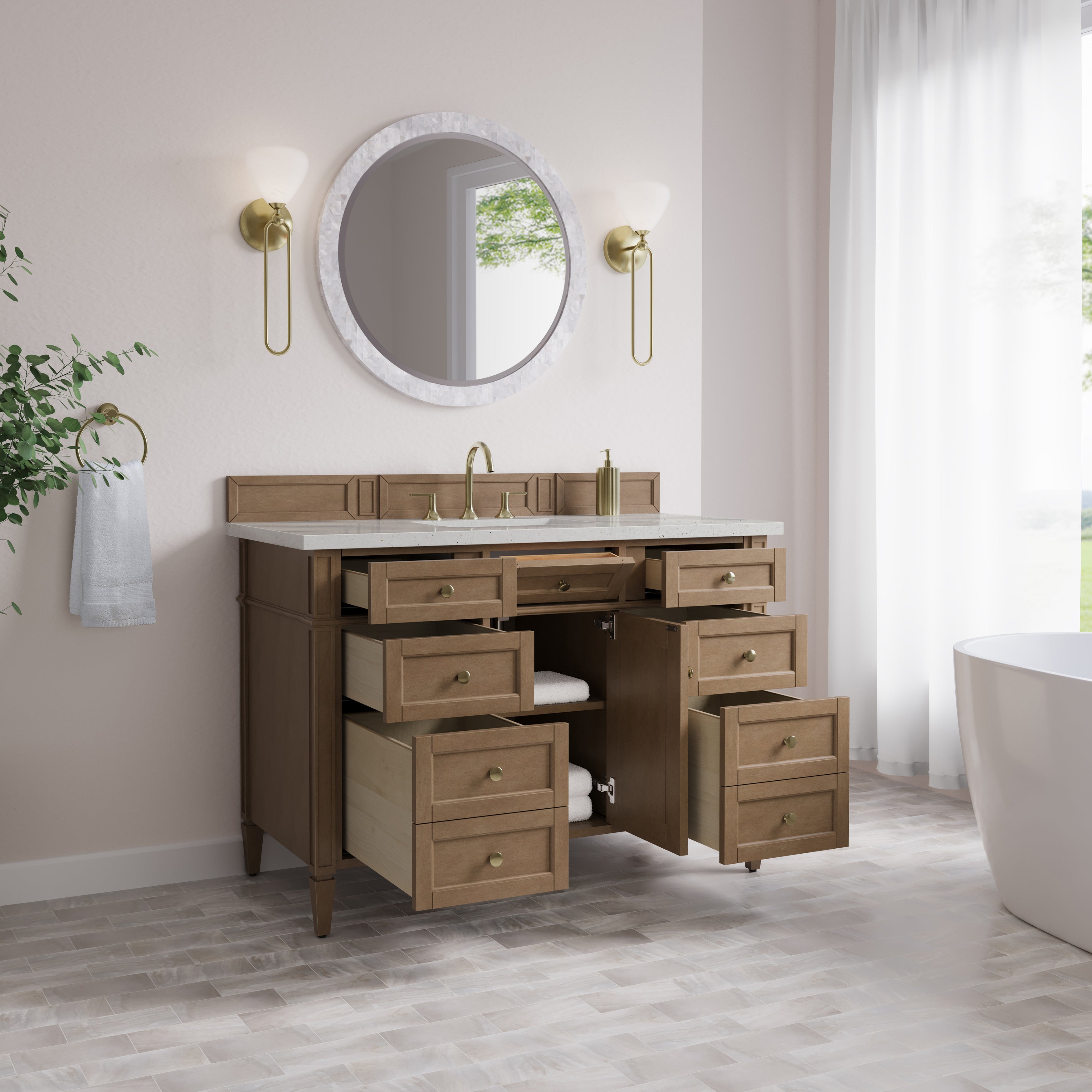 James Martin Brittany 48" Single Vanity in Pecan with 3cm Countertop