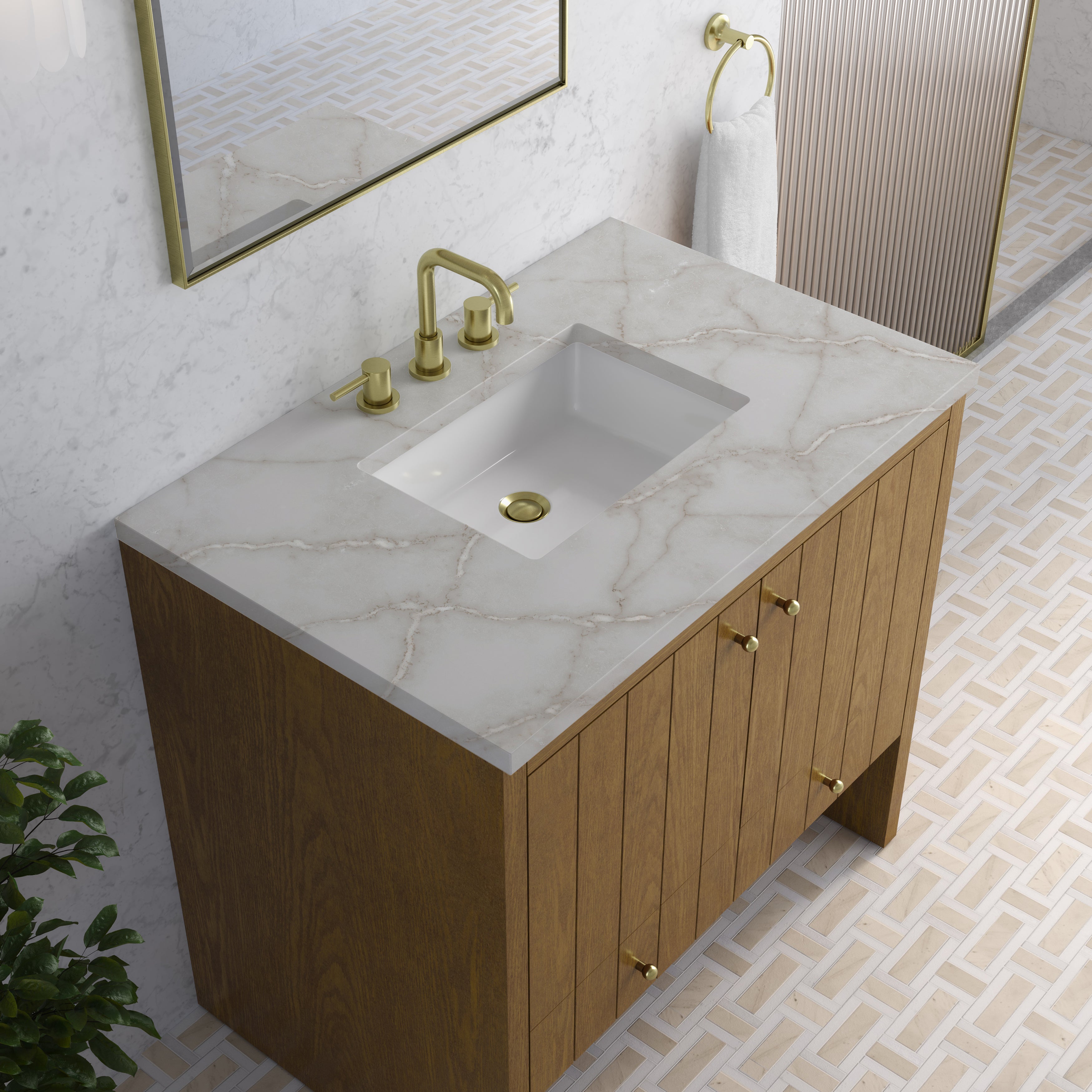 James Martin Hudson 36" Single Vanity in Honey Oak with 3cm Countertop