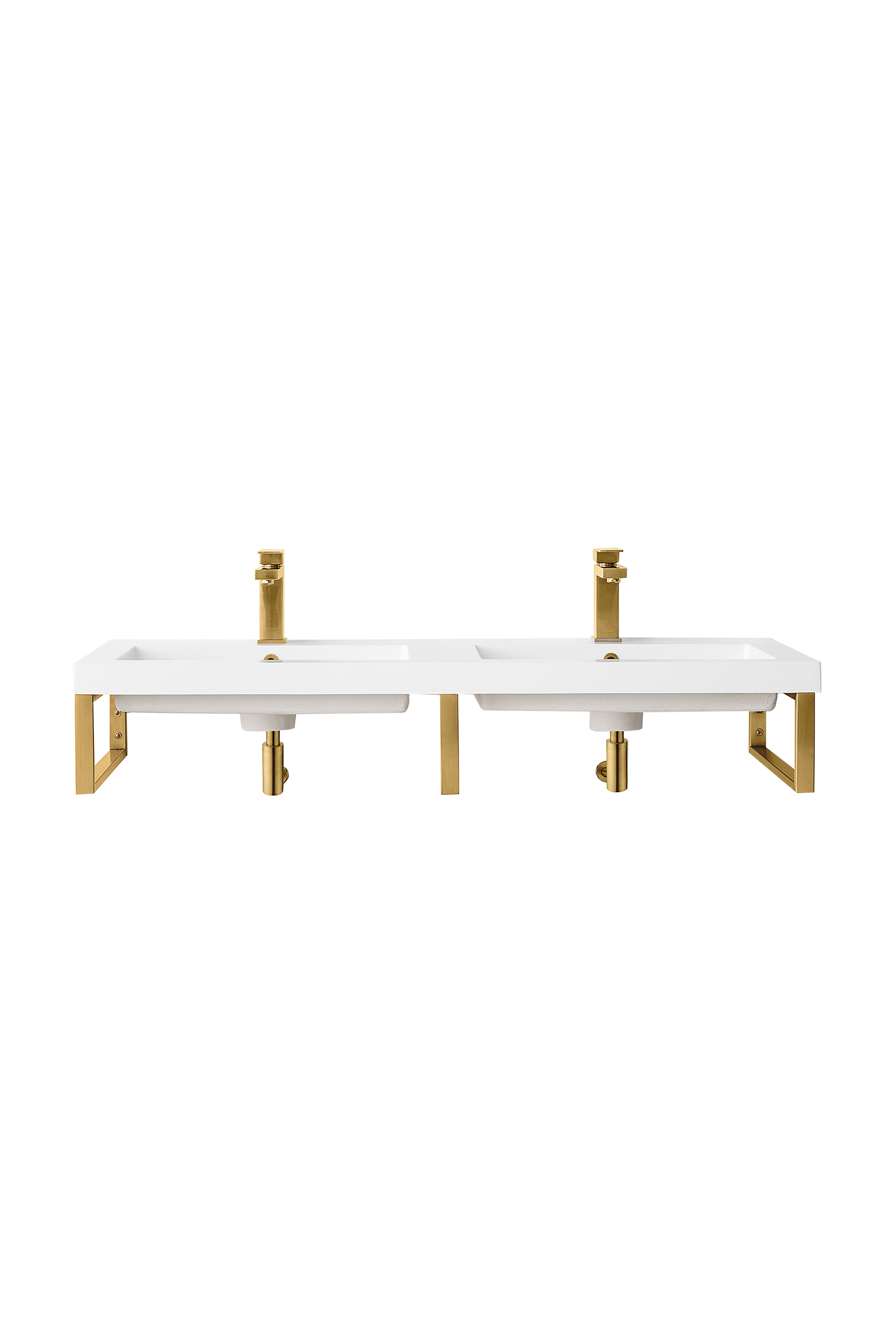 James Martin Three Boston 18" Wall Brackets with 47" White Glossy Composite Stone Top