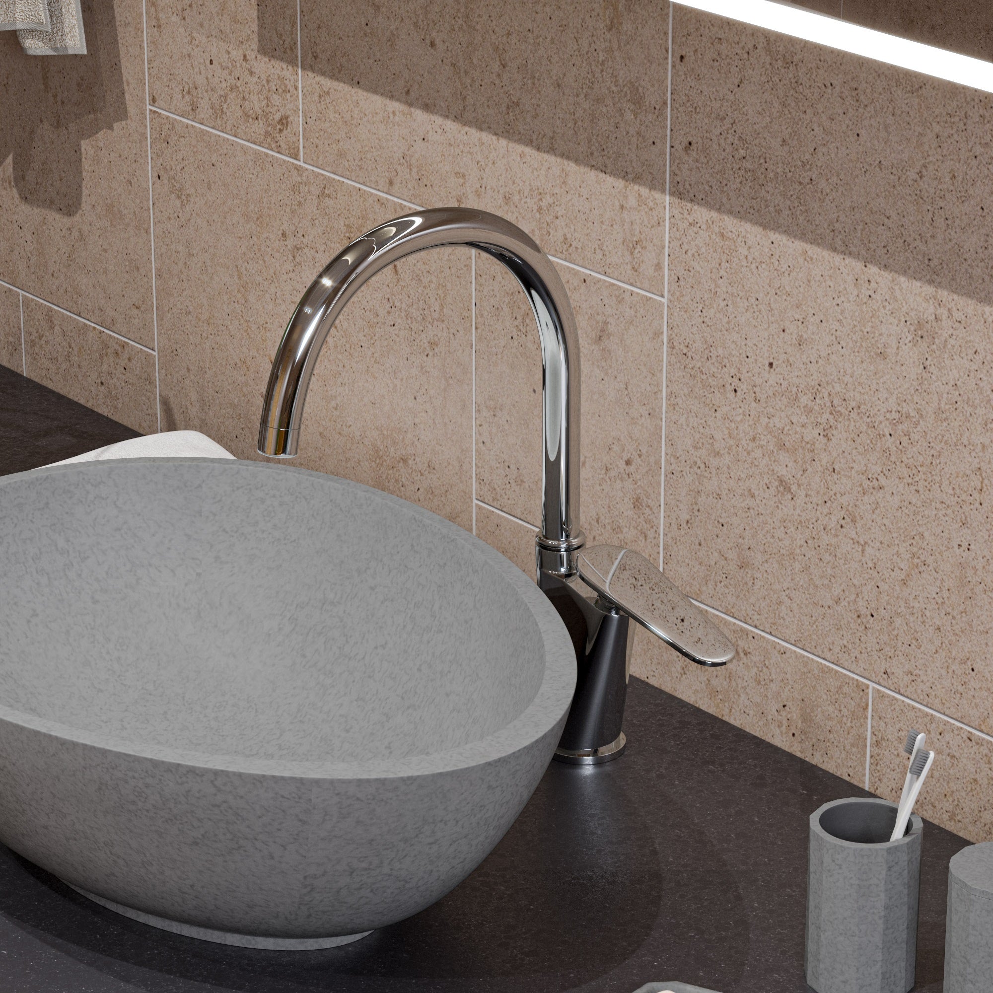 ALFI brand  ABCO21O 21" Solid Concrete Tear Drop Above Mount Vessel Sink