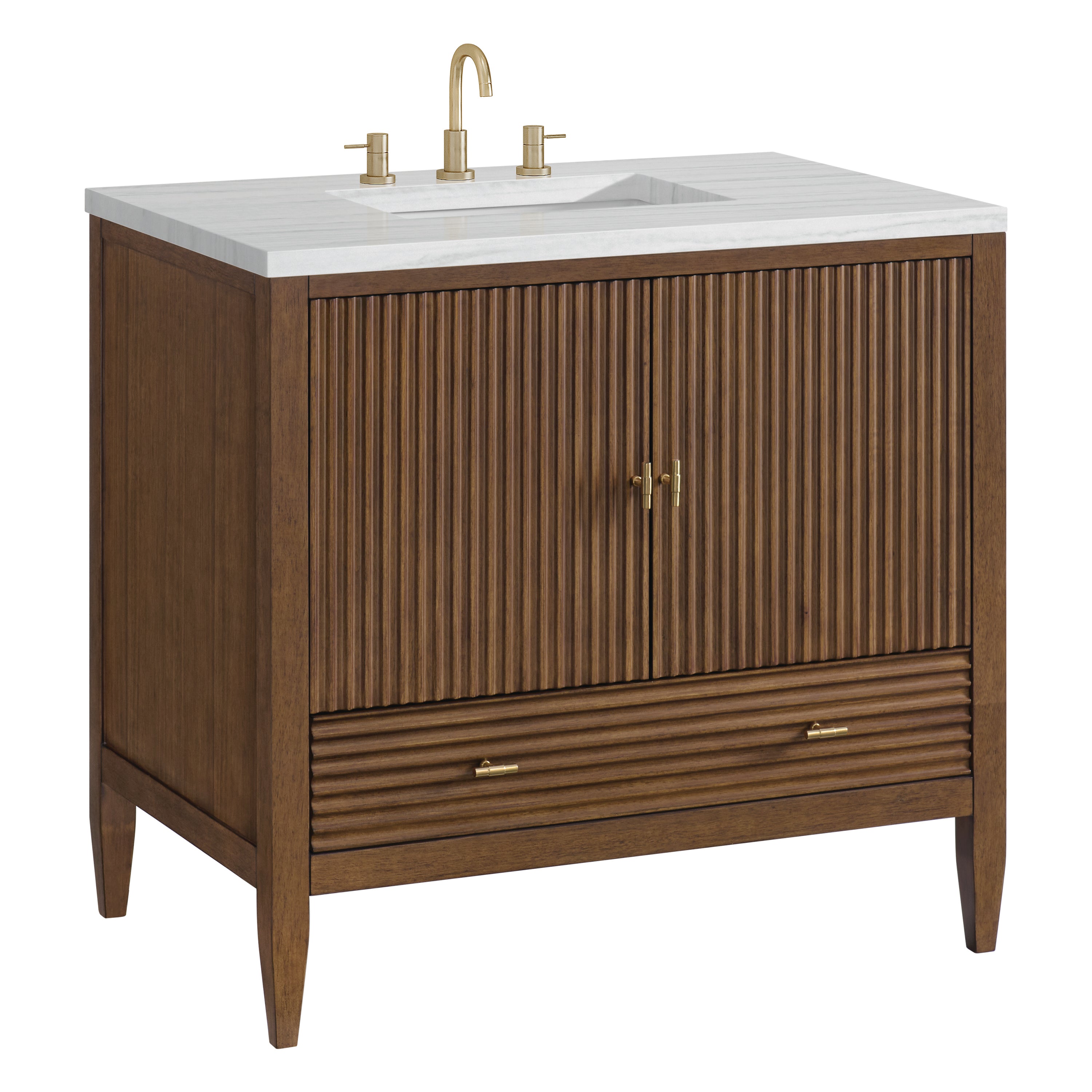 James Martin Myrrin 36" Vanity in Mid Century Walnut with 3cm Countertop
