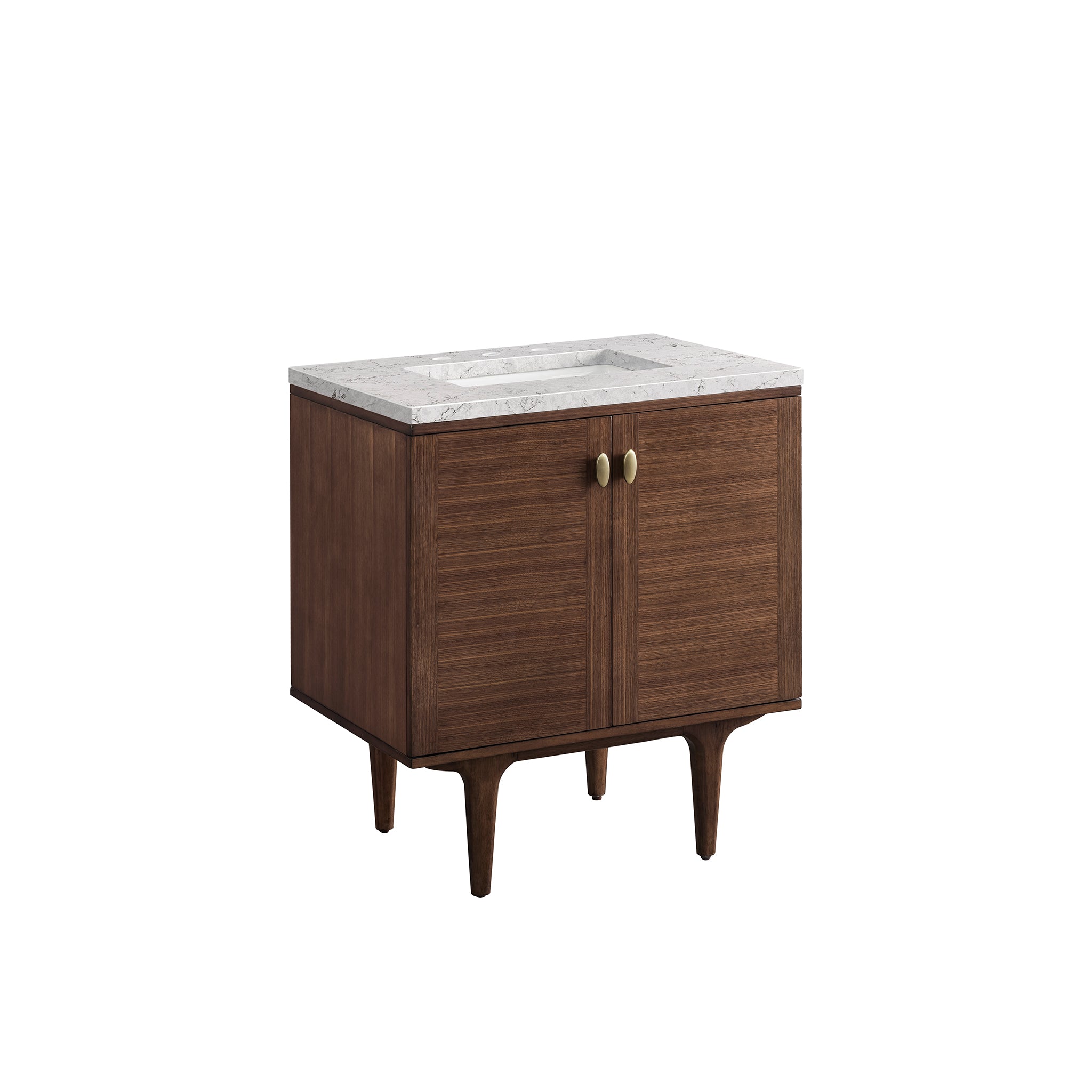 James Martin Amberly 30" Single Vanity in Mid-Century Walnut with 3cm Countertop