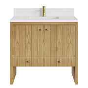 James Martin Hudson 36" Single Vanity in Light Natural Oak with 3cm Countertop