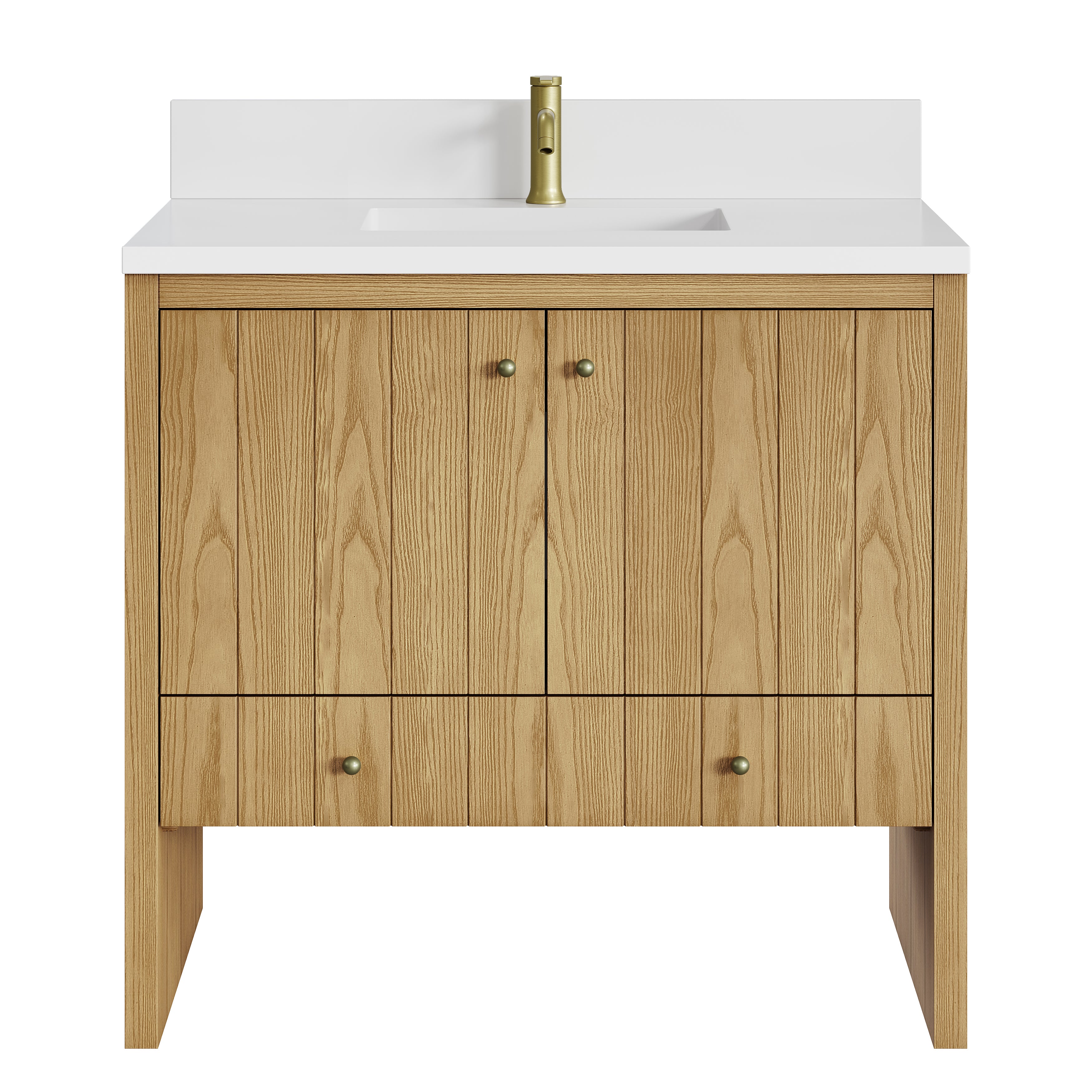 James Martin Hudson 36" Single Vanity in Light Natural Oak with 3cm Countertop