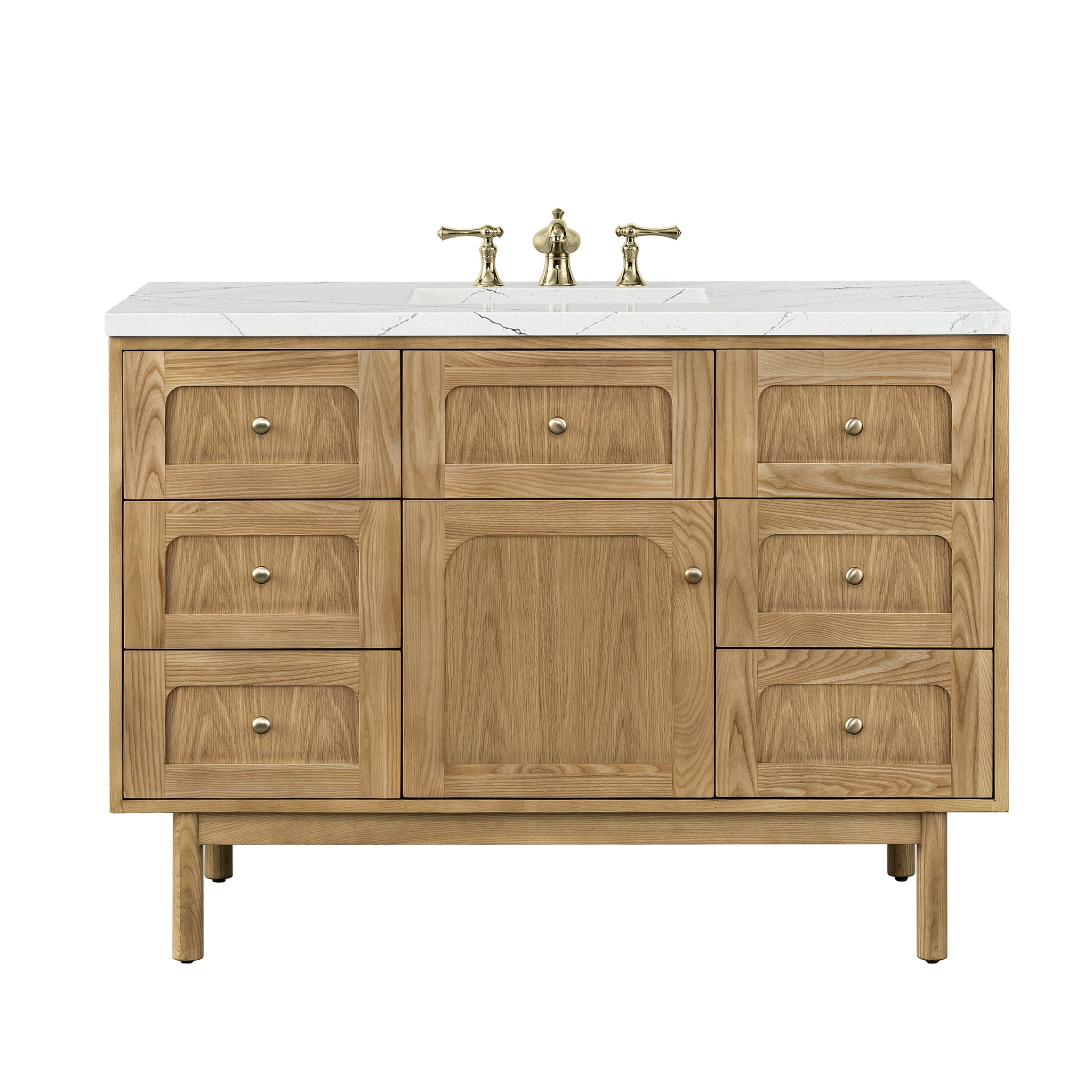 James Martin Laurent 48" Single Vanity in Light Natural Oak with 3cm Countertop and FreePower Wireless Charger
