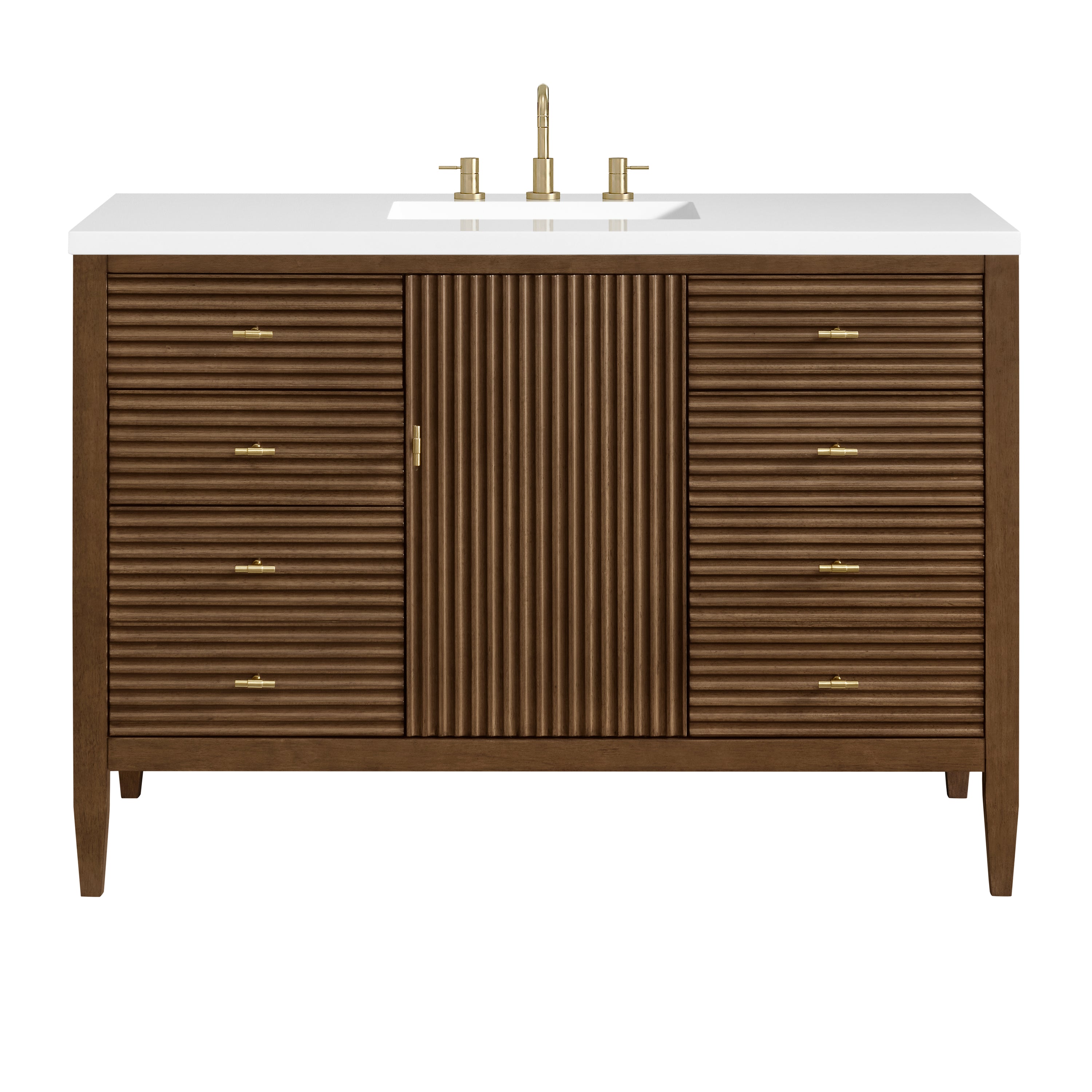 James Martin Myrrin 48" Single Vanity in Mid Century Walnut with 3cm Countertop