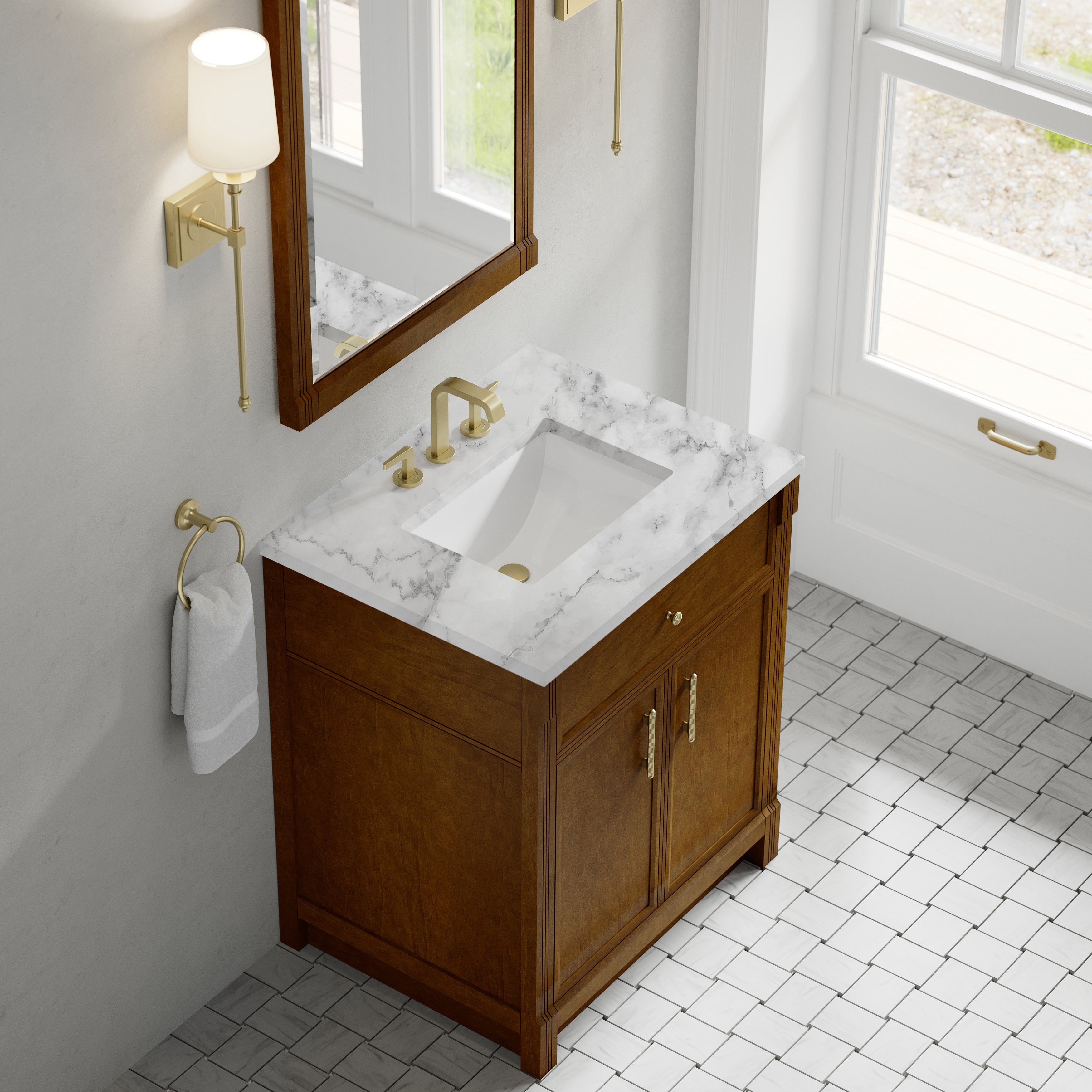 James Martin Bellshire 30" Single Vanity in Honey Oak with 3cm Countertop