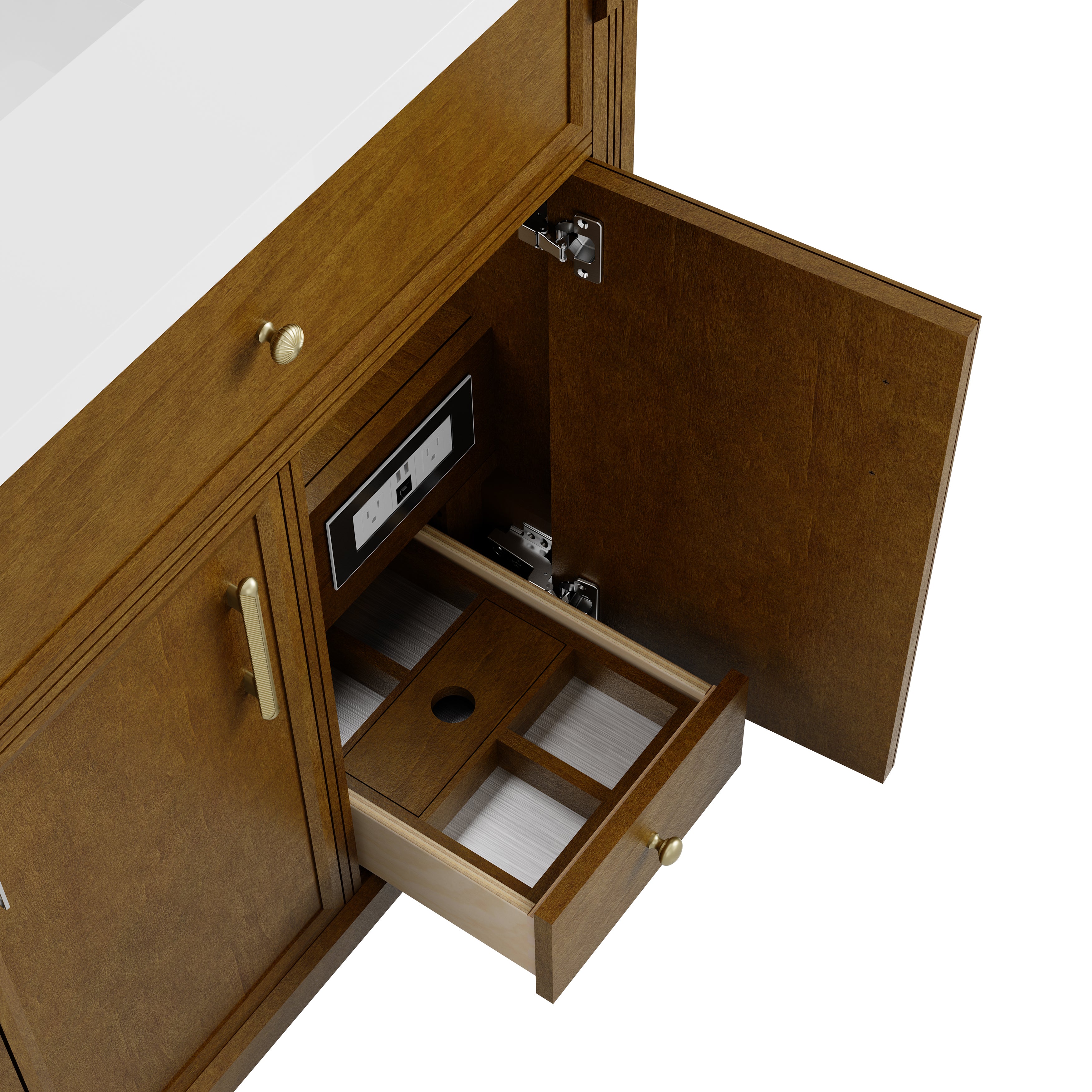 James Martin Bellshire 84" Dual Vanity Set with 24" Make-Up Counter in Honey Oak with 3cm Countertop