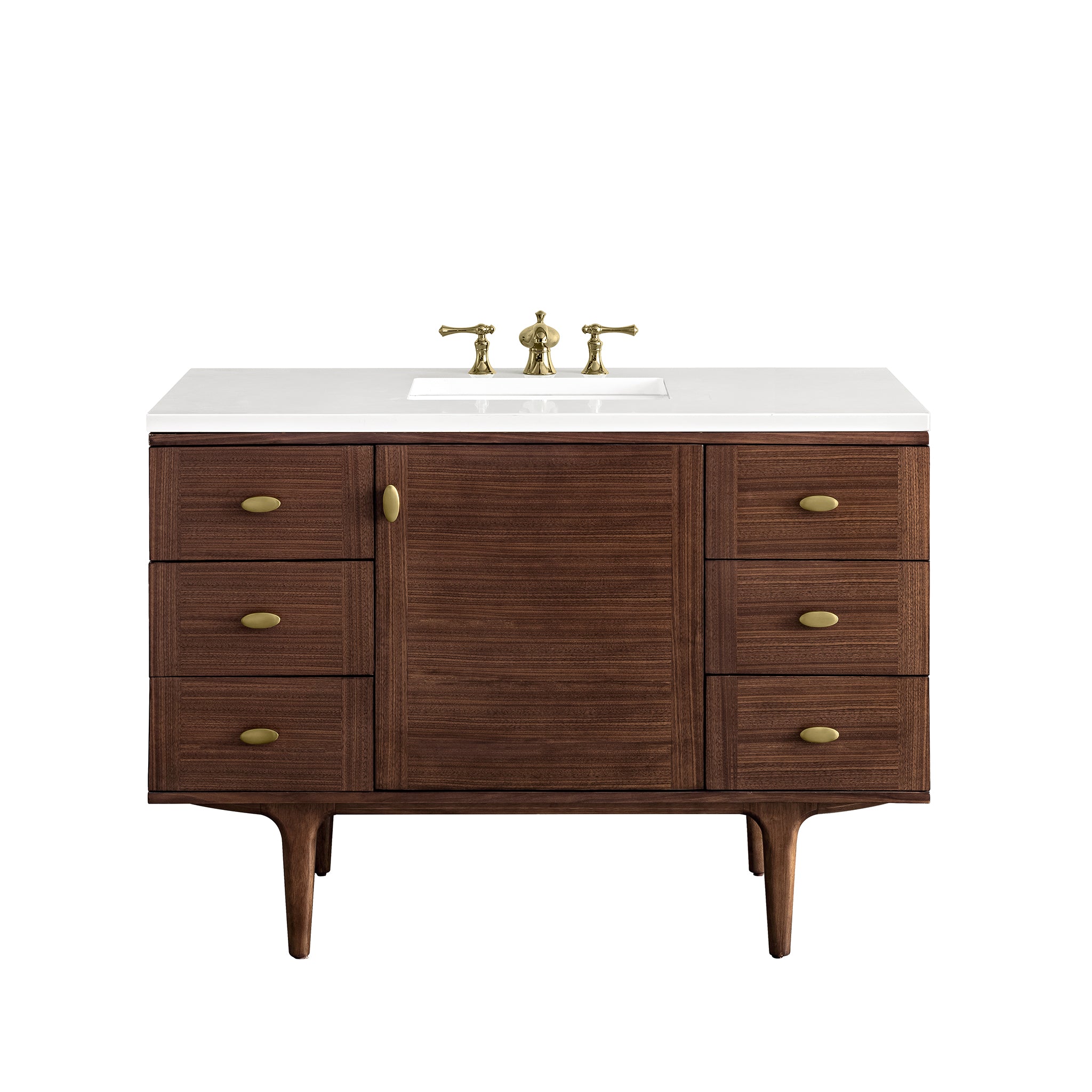 James Martin Amberly 48" Single Vanity in Mid-Century Walnut with 3cm Countertop