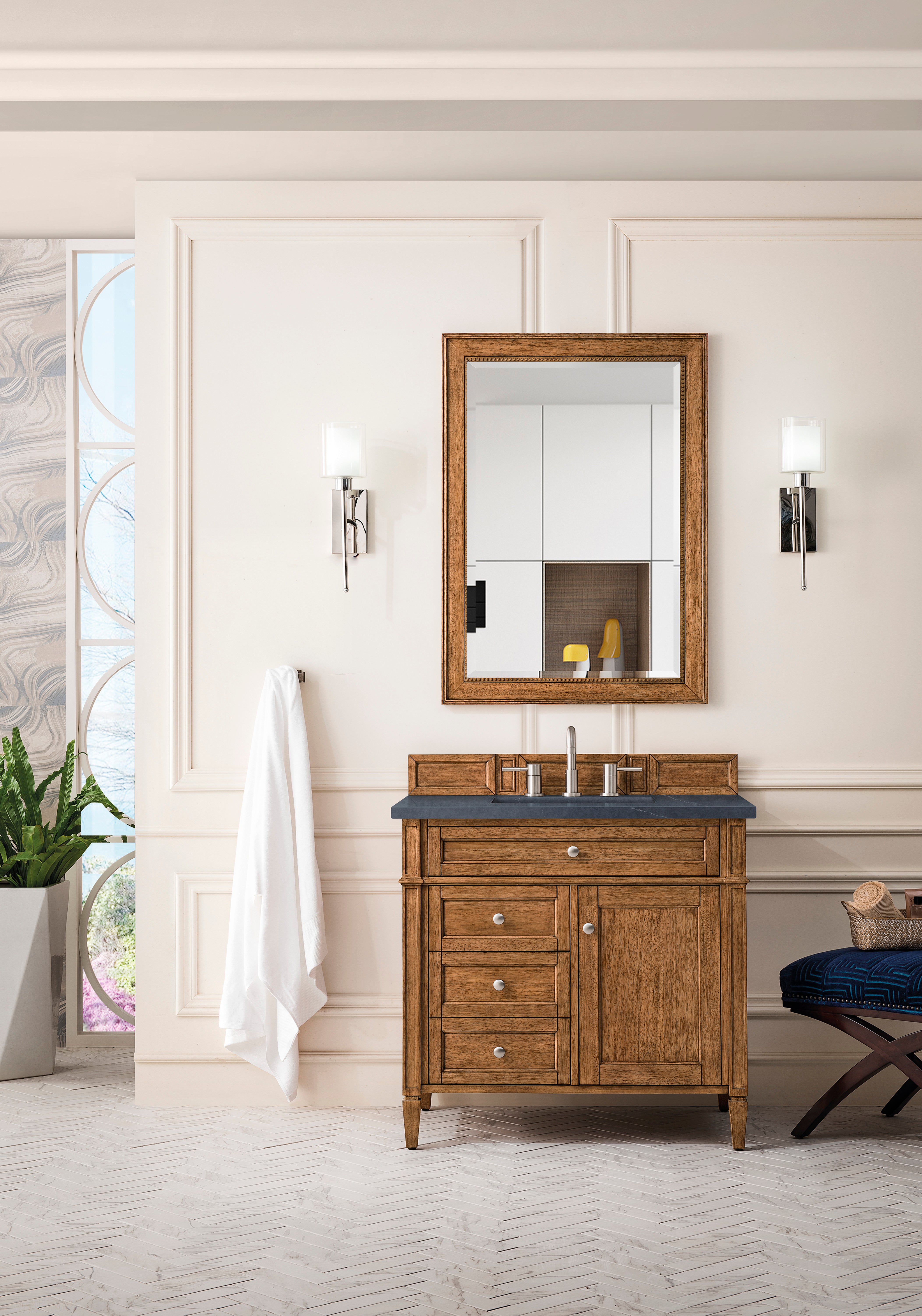 James Martin Brittany 36" Single Vanity in Saddle Brown with 3cm Countertop