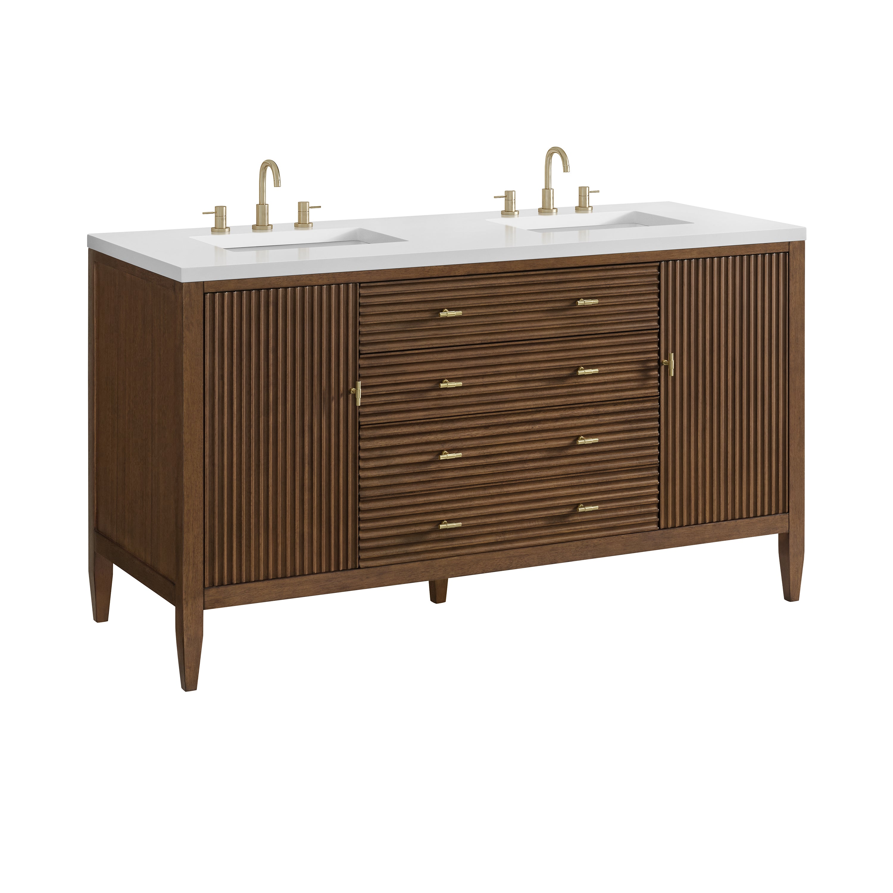 James Martin Myrrin 60" Double Vanity in Mid Century Walnut with 3cm Countertop