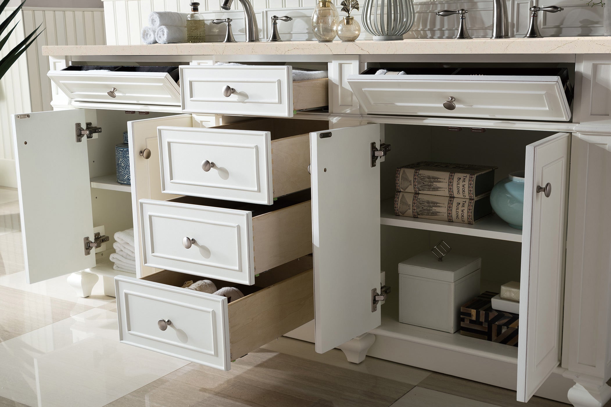 James Martin Bristol 72" Double Vanity in Bright White with 3cm Countertop
