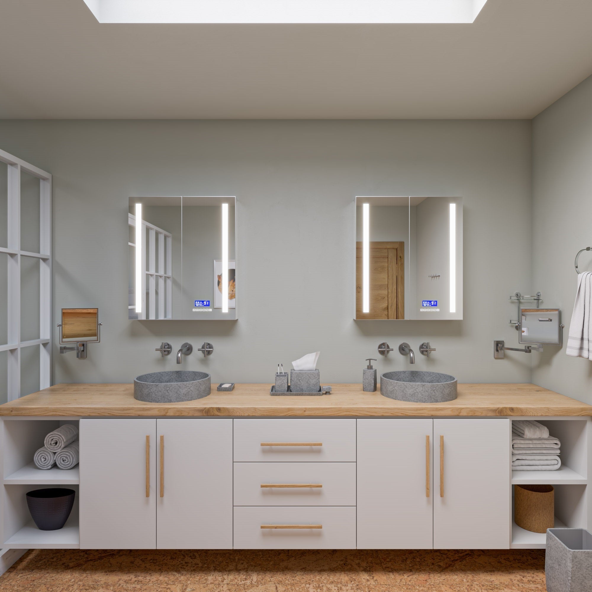 ALFI brand ABM8WS 8"  Square Wall Mounted 5x Magnify Cosmetic Mirror