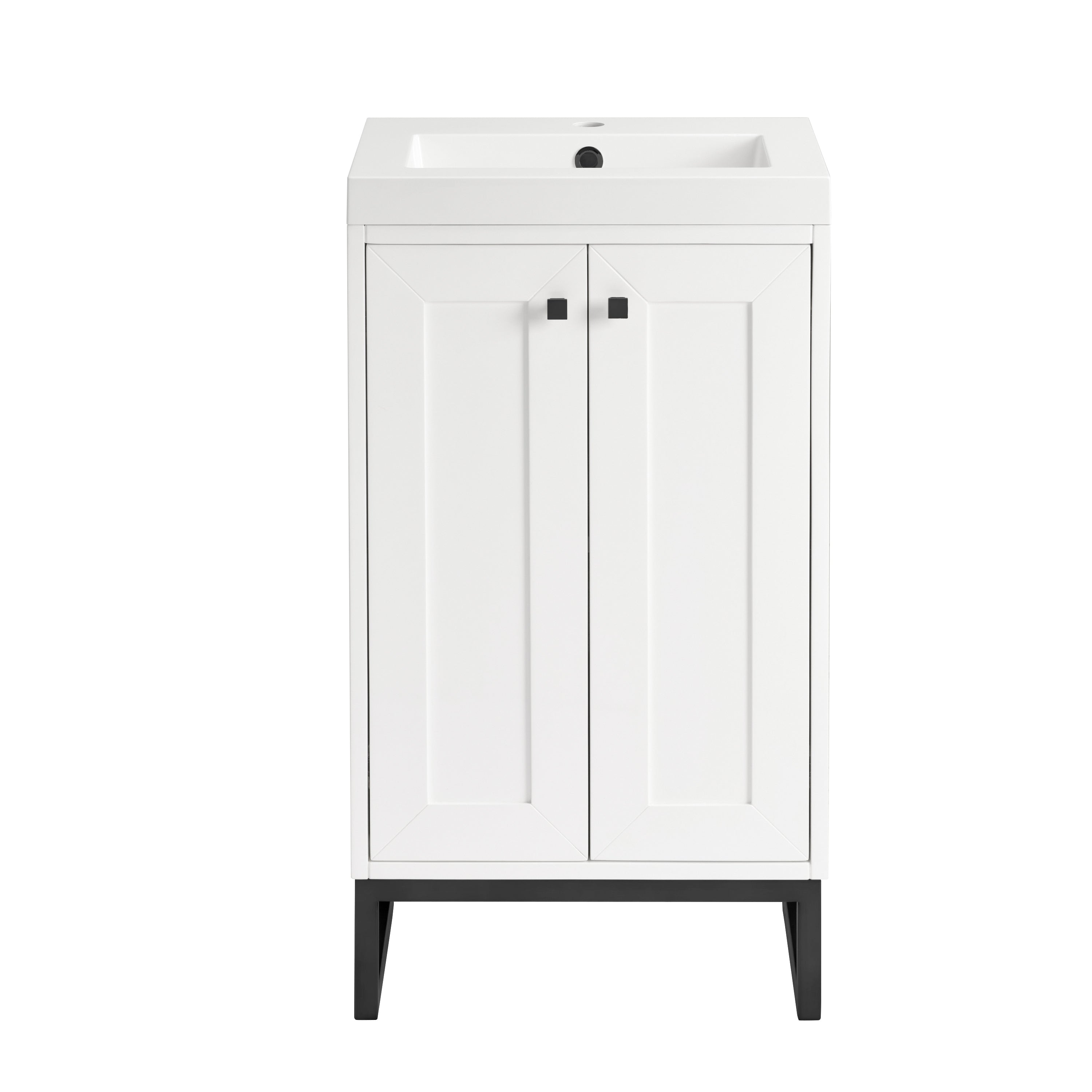 James Martin Chianti 20" Single Vanity in Glossy White with White Glossy Composite Stone Top