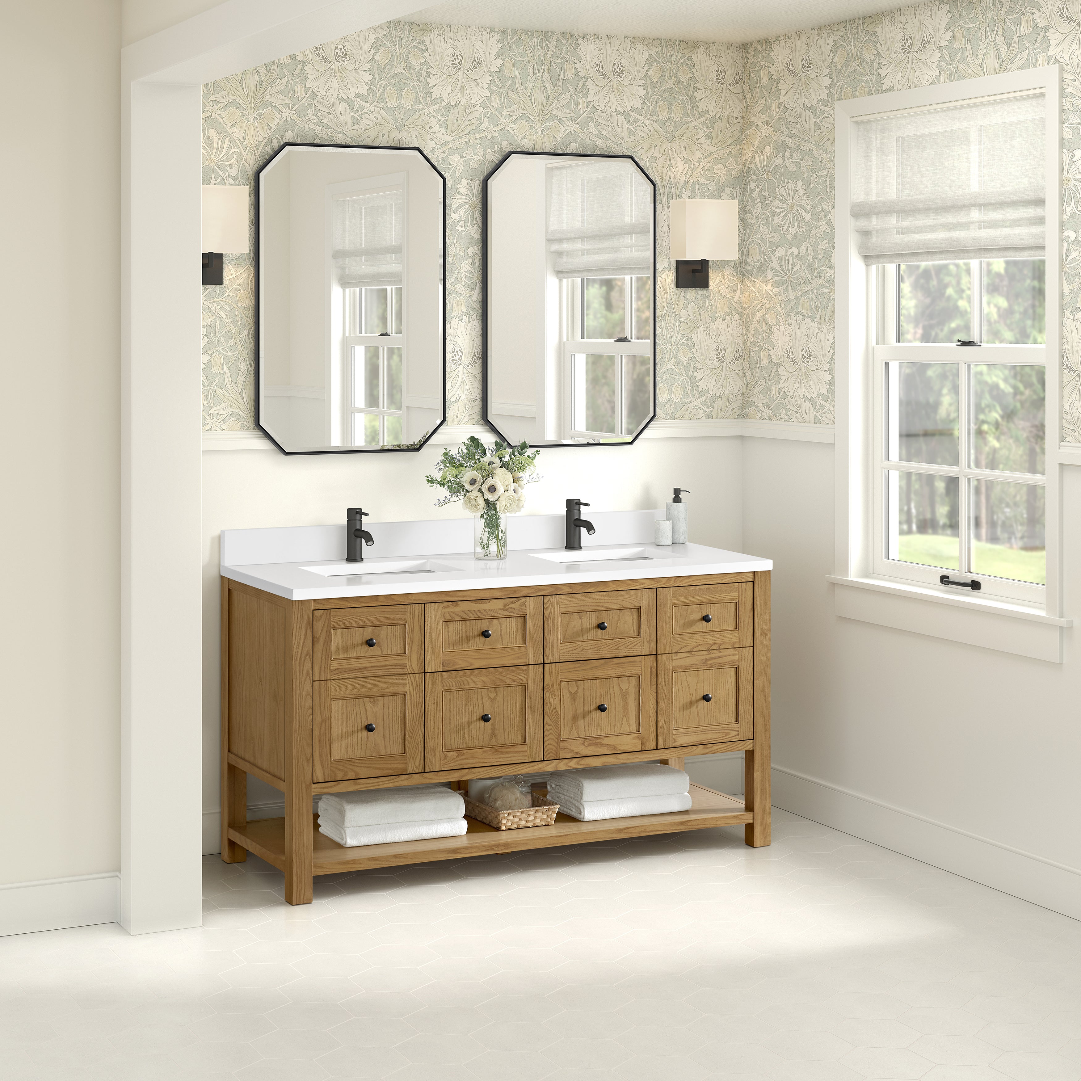 James Martin Breckenridge 60" Double Vanity in Light Natural Oak with 3cm Countertop