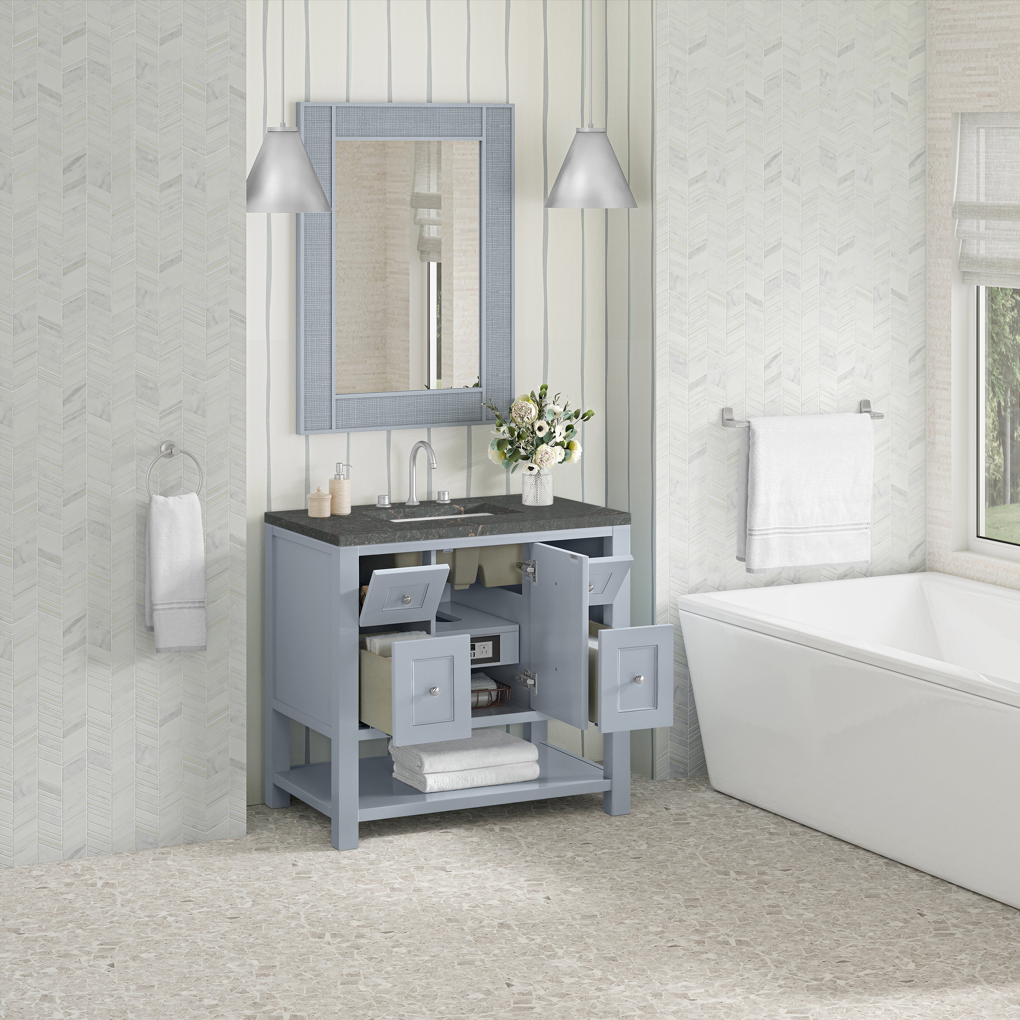 James Martin Breckenridge 36" Single in Serenity Blue with 3cm Countertop