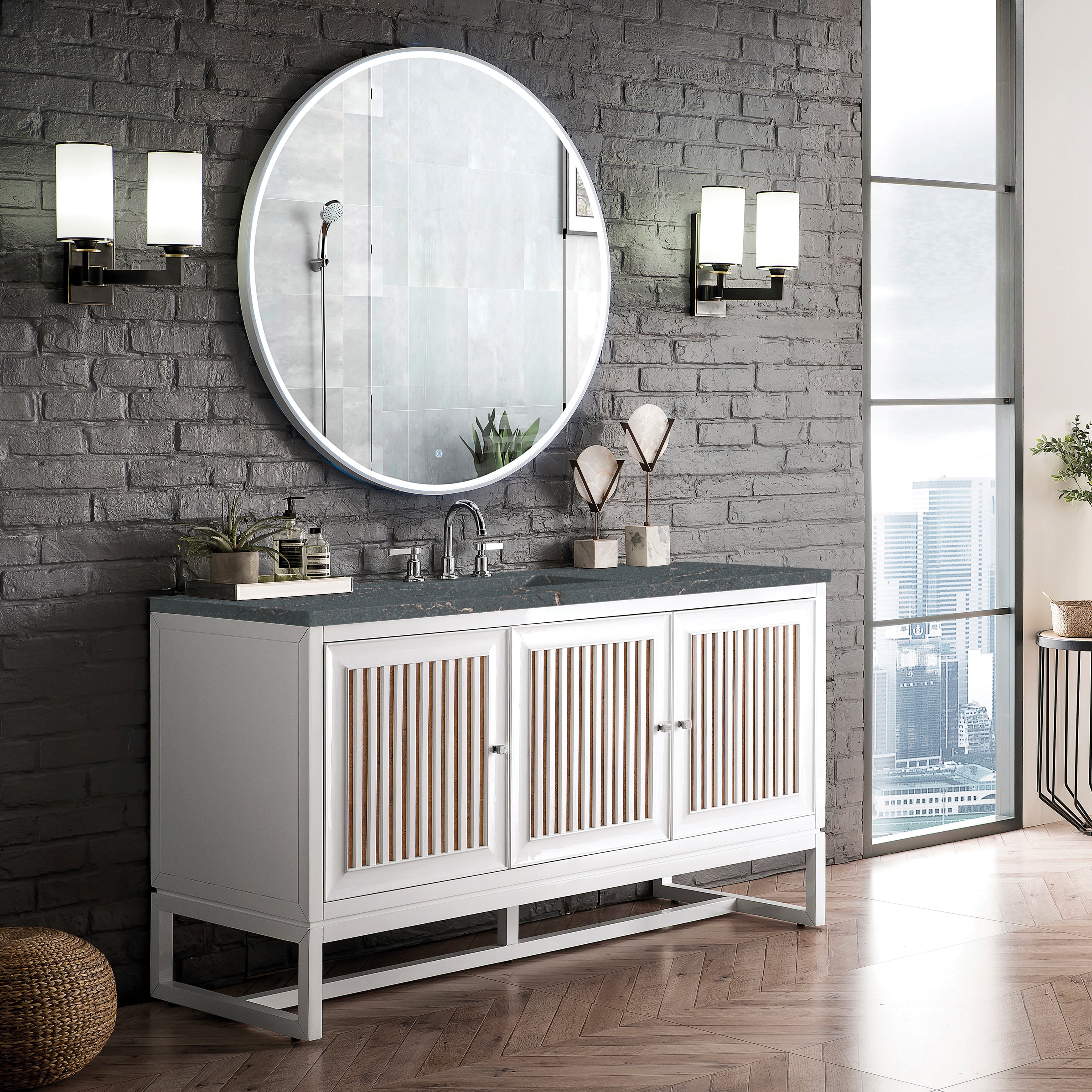 James Martin Athens 60" Single Vanity in Glossy White with 3cm Countertop