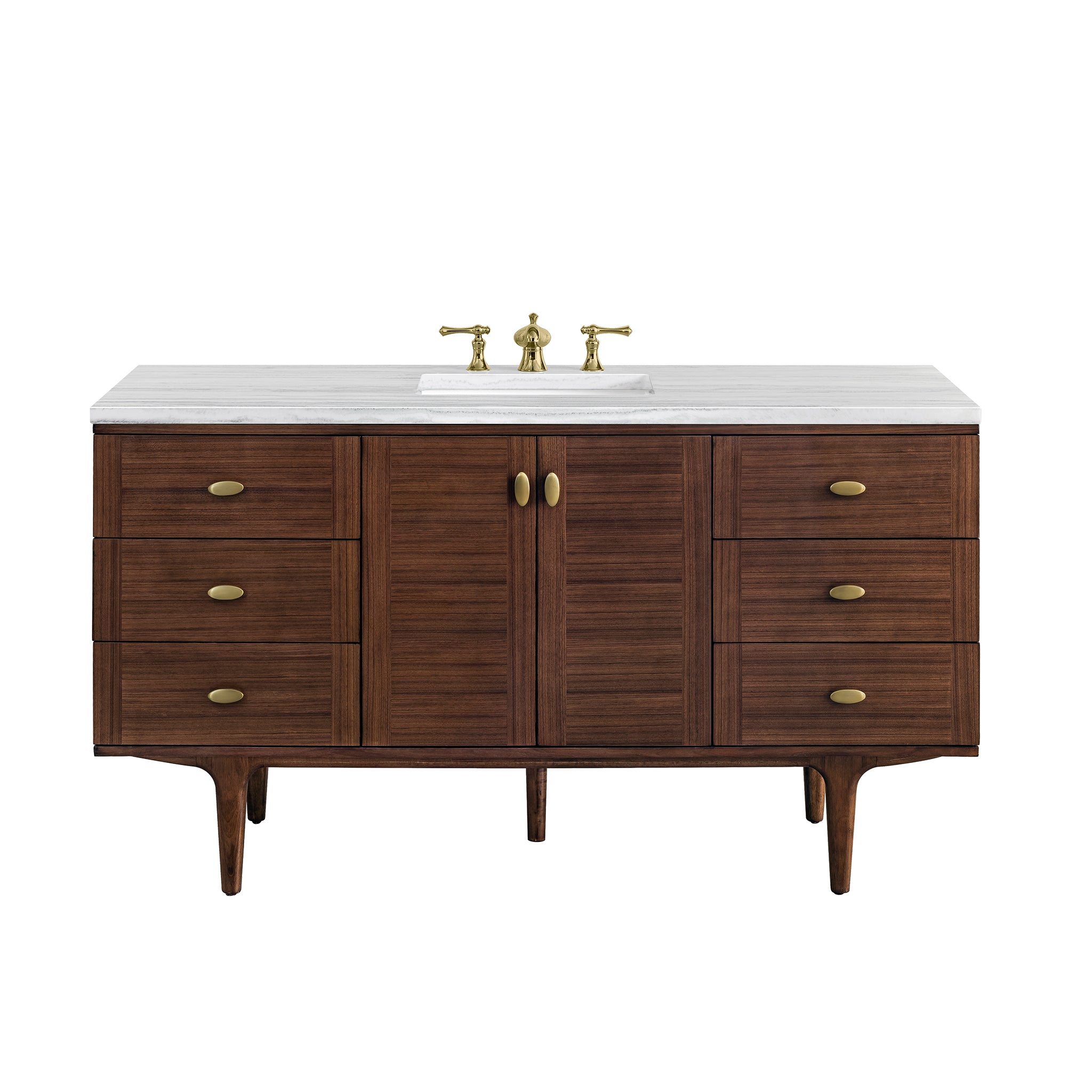 James Martin Amberly 60" Single Vanity in Mid-Century Walnut with 3cm Countertop