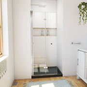 DreamLine Aqua-Q Fold 36 inch D x 36 inch W x 74 3/4 inch H Frameless Bi-fold Shower Door  with Center Drain Shower Base Kit