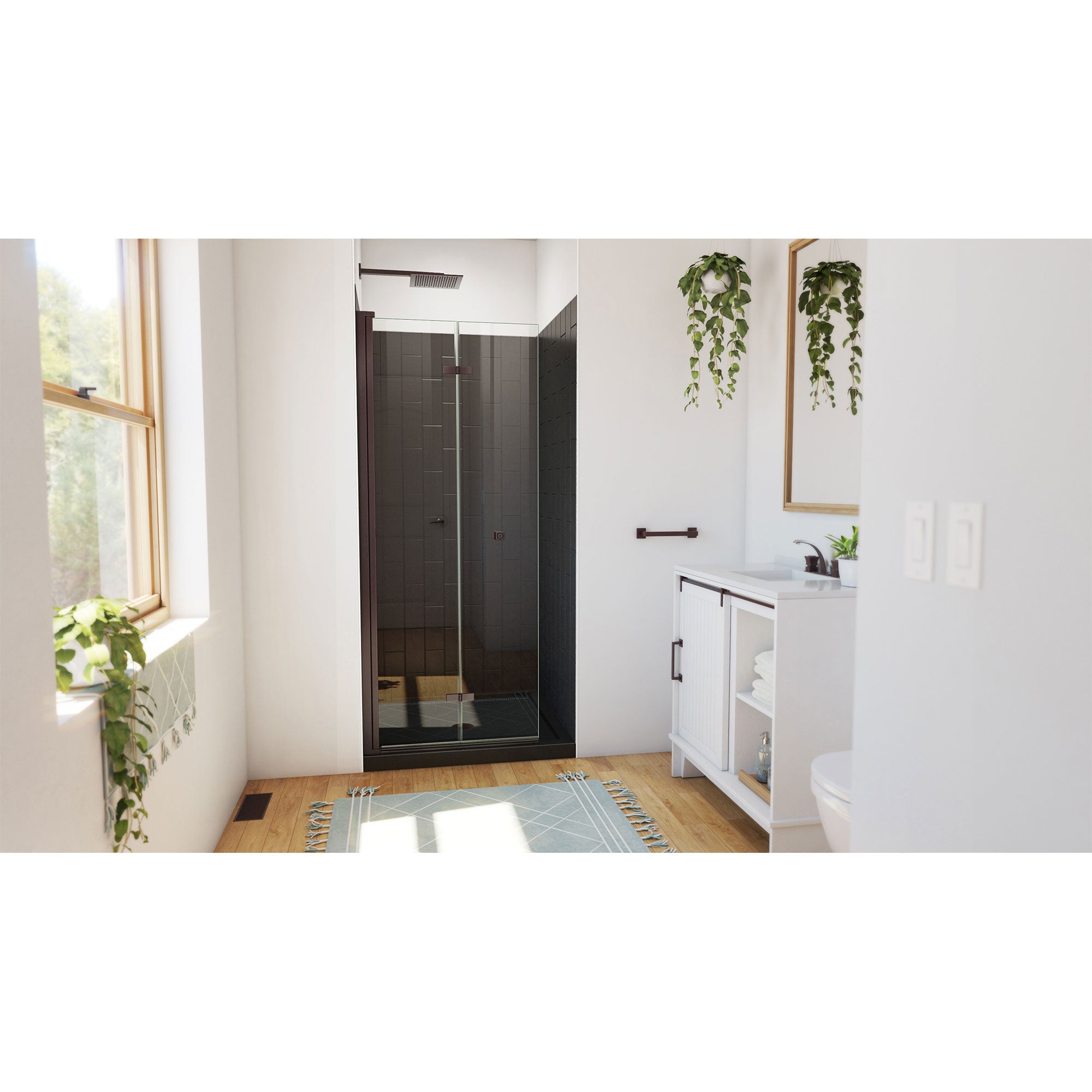 DreamLine Aqua-Q Fold 32 inch D x 32 inch W x 78 3/4 inch H Frameless Bi-fold Shower Door, Shower Base, and Wall Kit