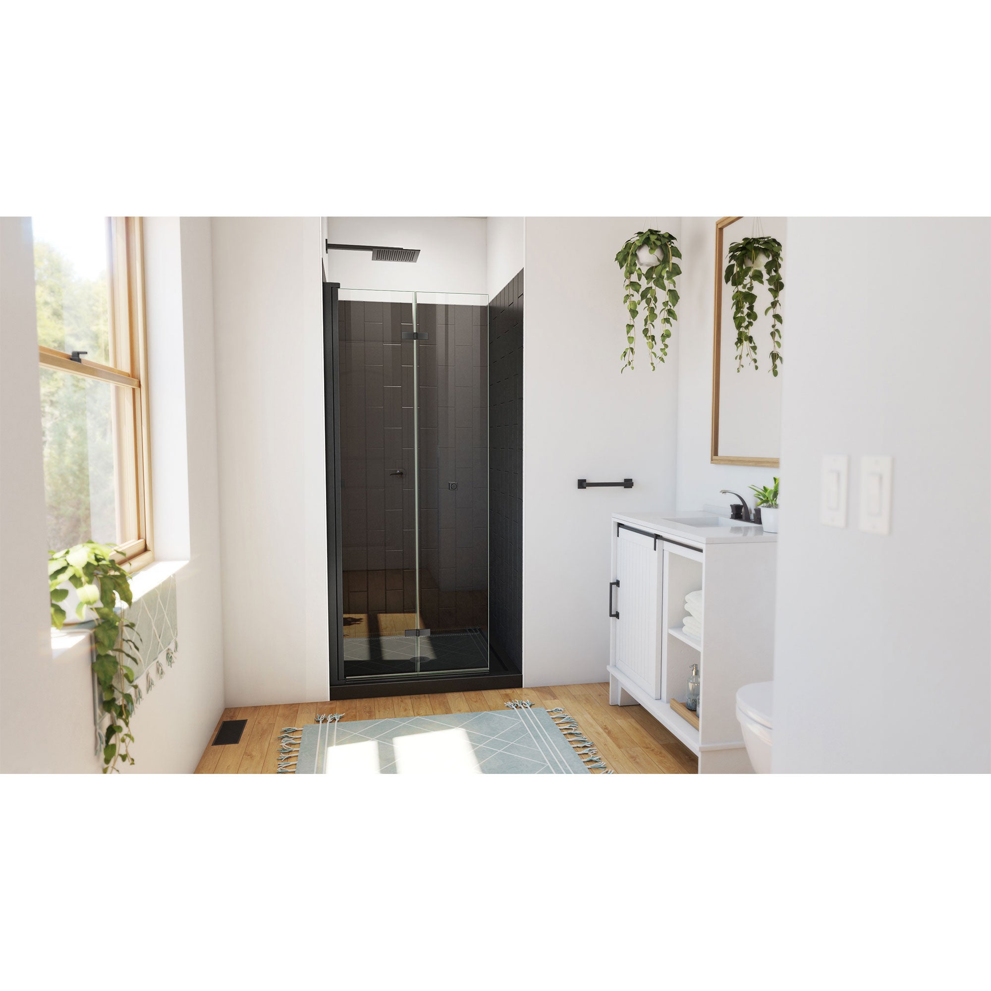 DreamLine Aqua-Q Fold 32 inch D x 32 inch W x 78 3/4 inch H Frameless Bi-fold Shower Door, Shower Base, and Wall Kit