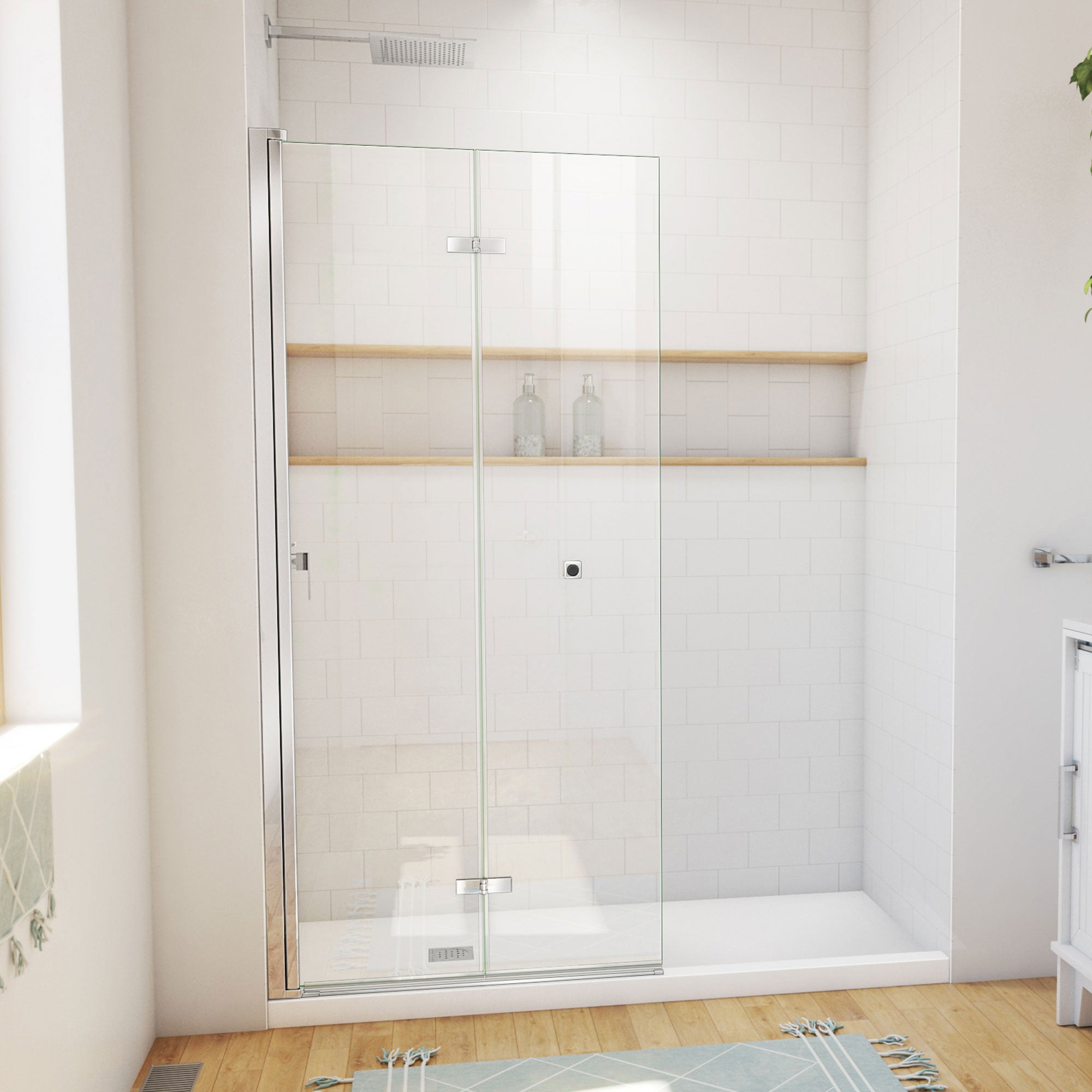 DreamLine Aqua-Q Fold 33 1/2 inch W x 72 inch H Frameless Bi-fold Shower Door