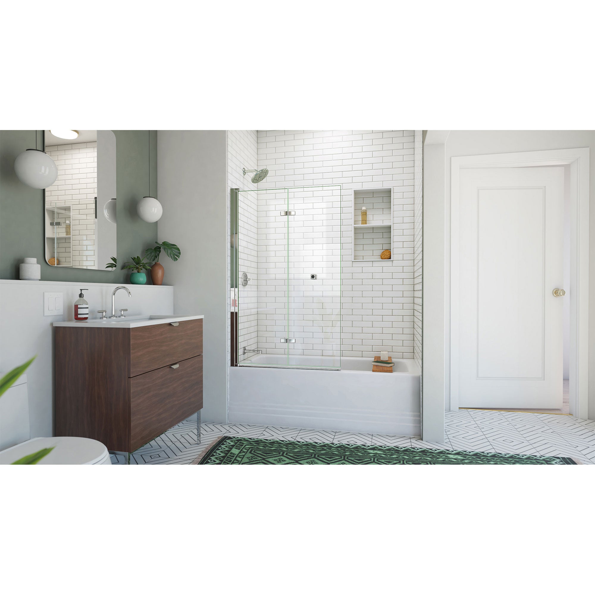 DreamLine Aqua-Q Fold 36 inch W x 58 inch H Frameless Bi-fold Tub Door