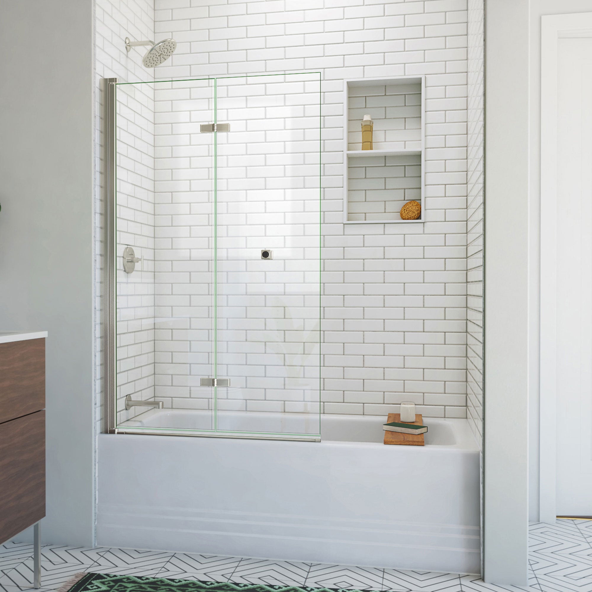 DreamLine Aqua-Q Fold 36 inch W x 58 inch H Frameless Bi-fold Tub Door