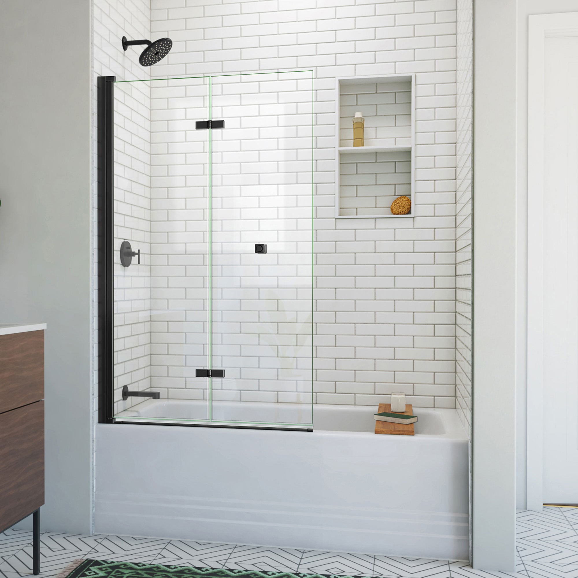 DreamLine Aqua-Q Fold 36 inch W x 58 inch H Frameless Bi-fold Tub Door