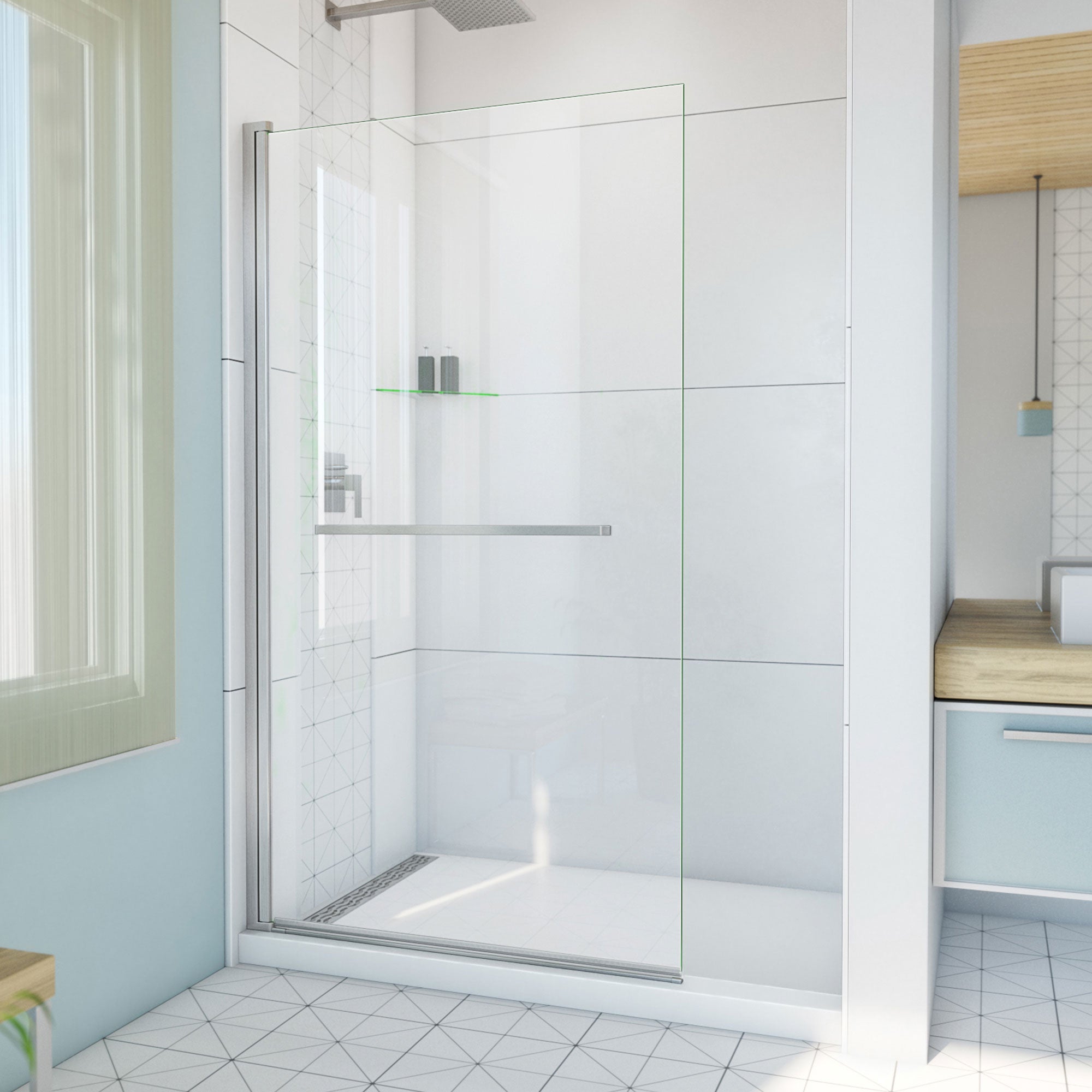 DreamLine Aqua-Q Swing 40 inch W x 72 inch H Frameless Swing Shower Door