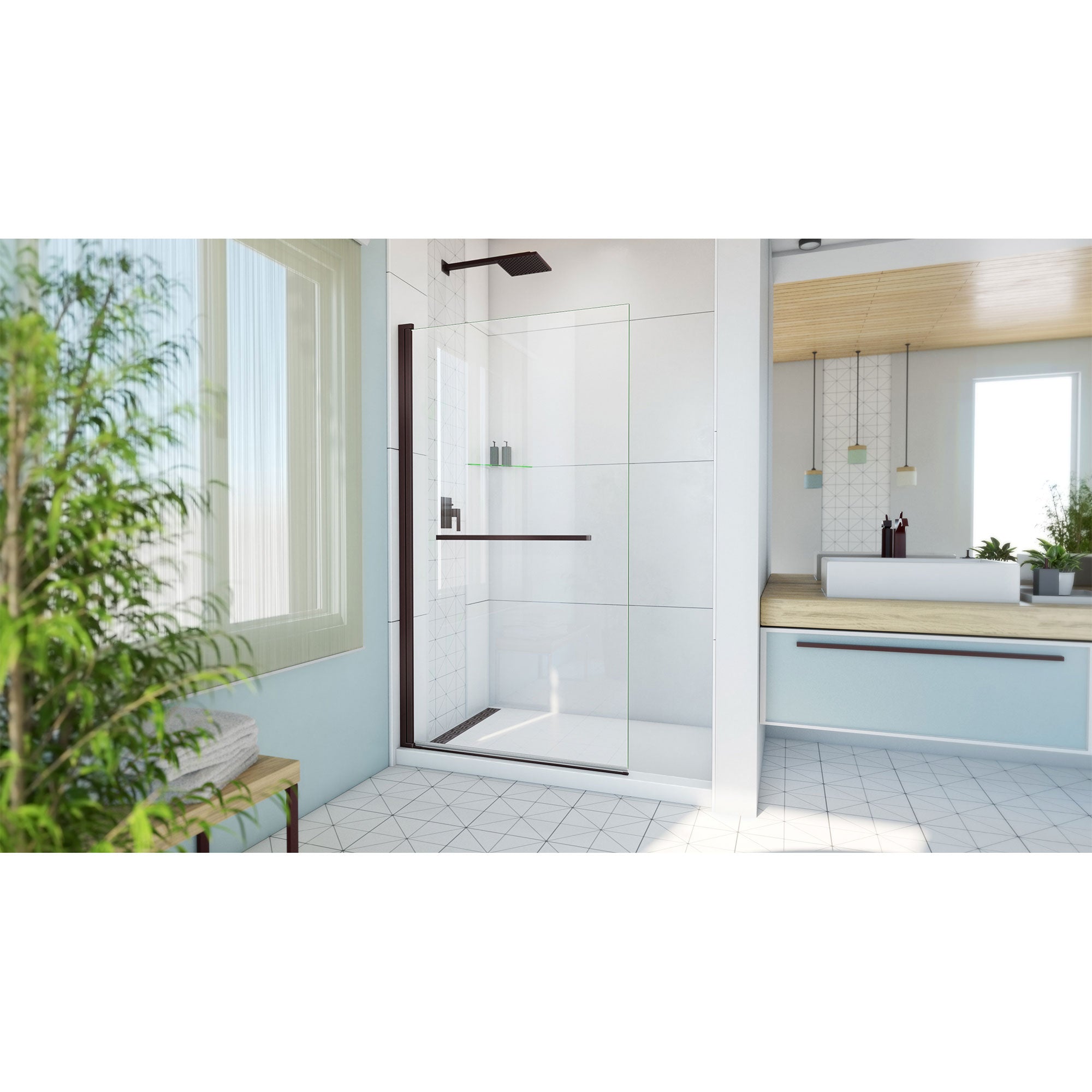 DreamLine Aqua-Q Swing 40 inch W x 72 inch H Frameless Swing Shower Door